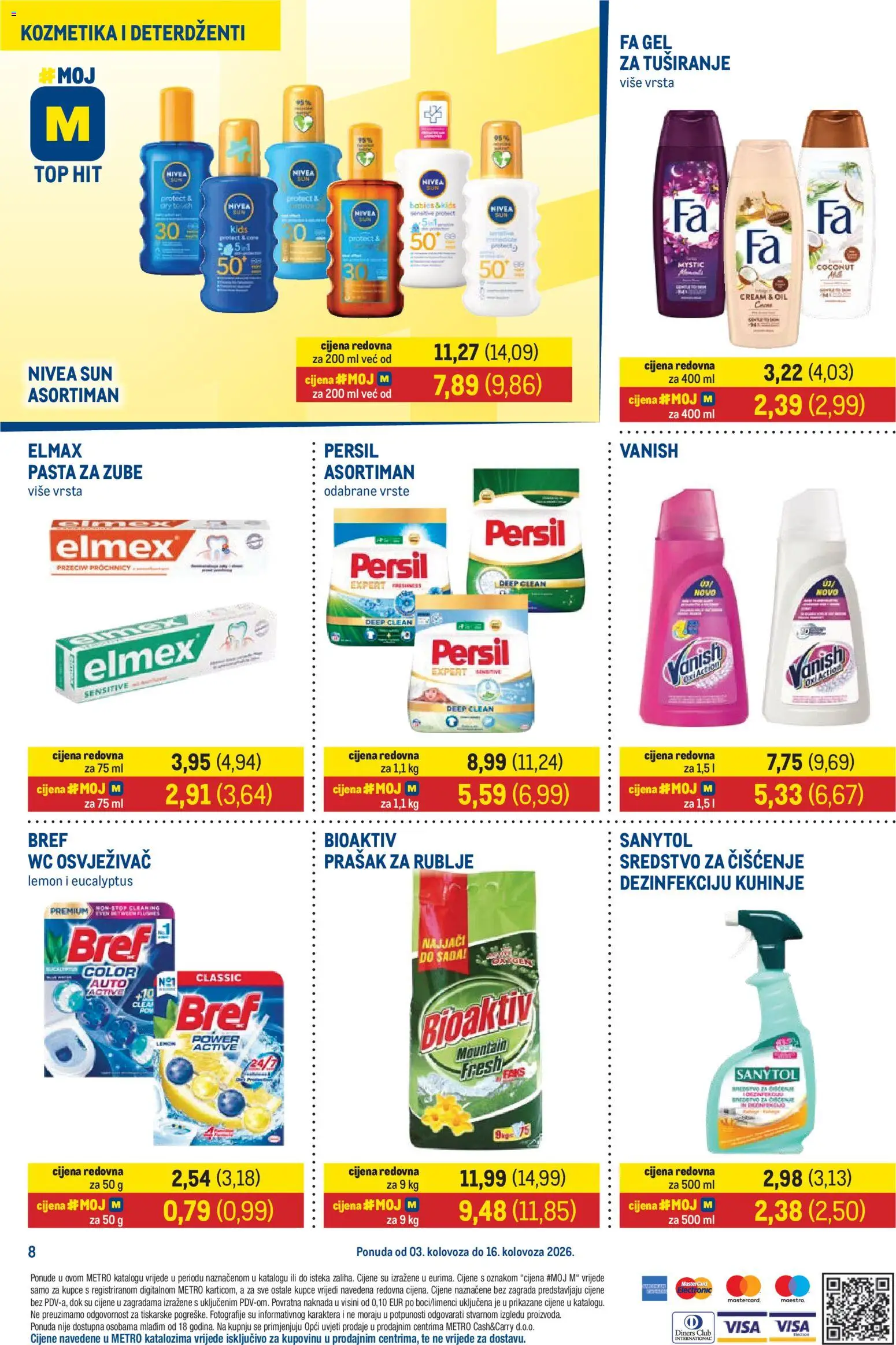 Metro katalog | vrijedi od 03.08.2026 | Stranica: 8 | Proizvodi: Faks, Pasta za zube, Vanish, Nivea