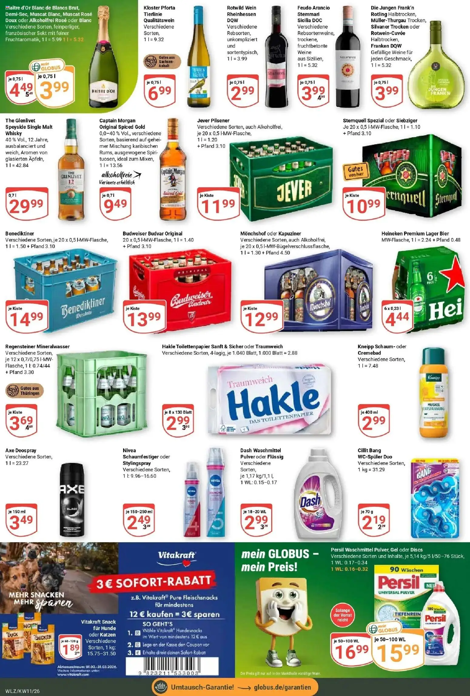 Globus prospekt Weischlitz	 – gültig ab 09.03.2026 | Seite: 5 | Produkte: Mineralwasser, Jever, Captain morgan, Wein