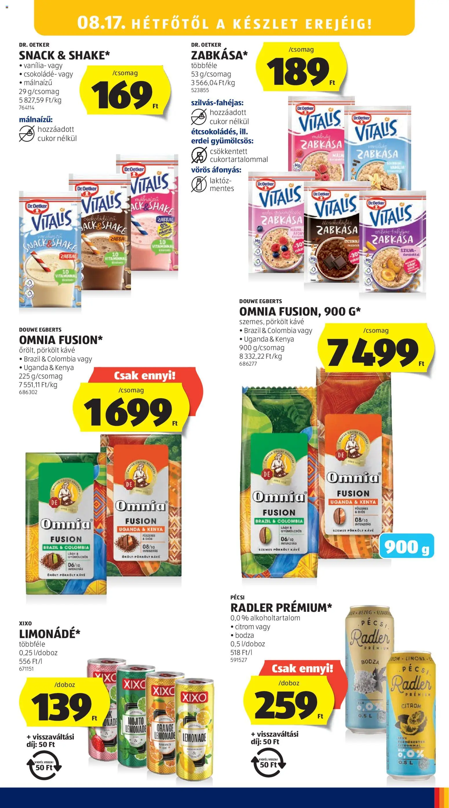 Aldi akciós ujság - amely érvényes a következő dátumtól: 2026.08.13. | Oldal: 23 | Termékek: Radler, Omnia, Pörkölt, Cukor