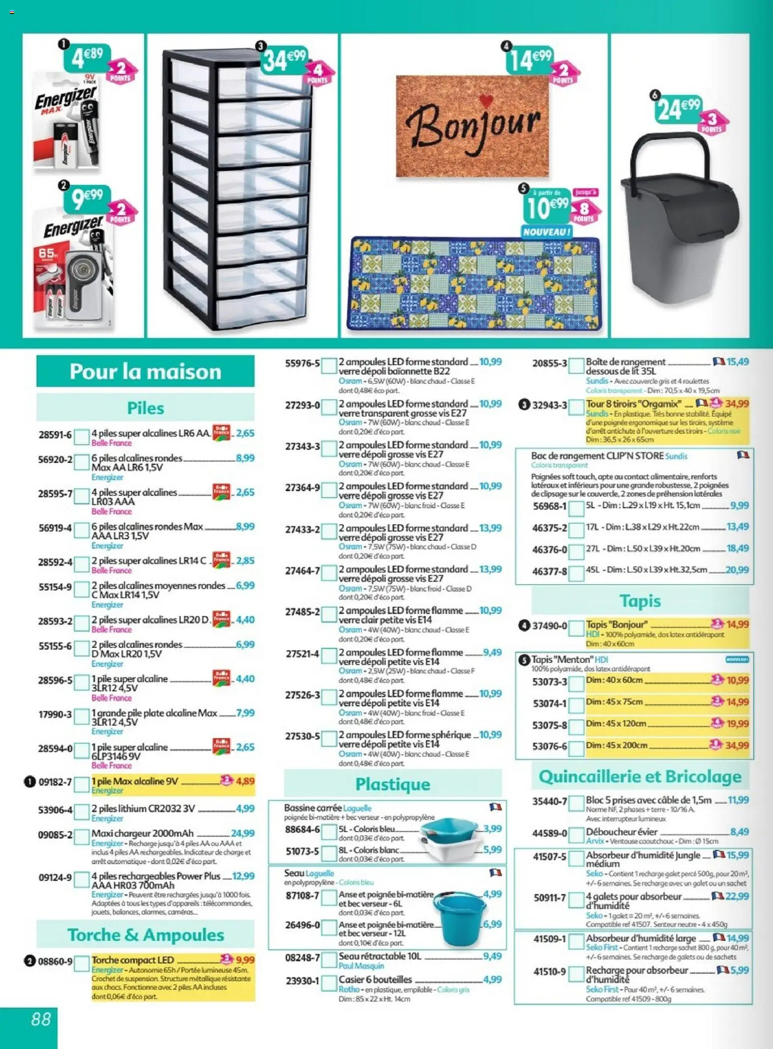 {H1} | Page: 88 | Produits: Câble, Store, Absorbeur d'humidité, Boîte de rangement