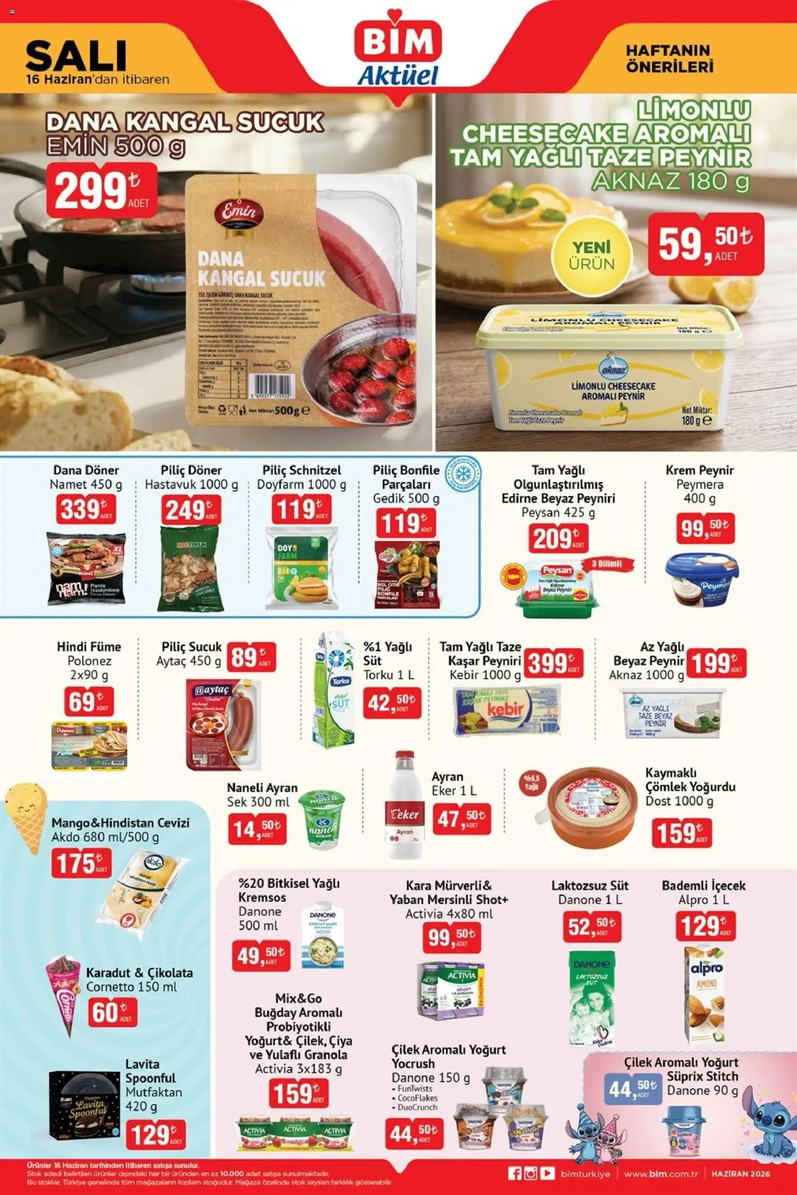 BİM - Katalog Salı - 16.06.2026 tarihinden itibaren geçerlidir | Sayfa: 4 | Ürünler: Krem, Peynir, Çikolata, Sucuk