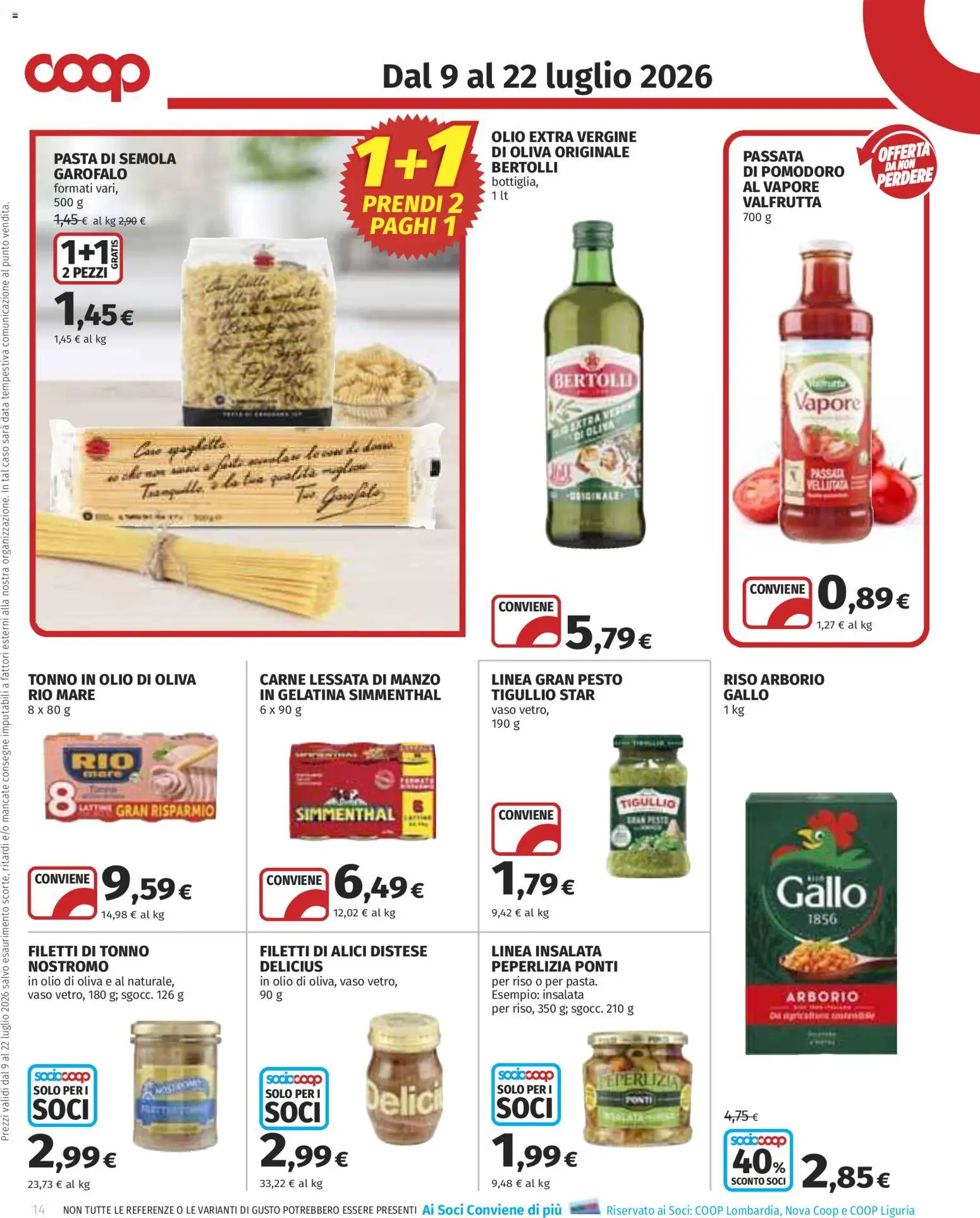 Volantino COOP del 09/07/2026 | Pagina: 14 | Prodotti: Riso, Alici, Vaso, Olio di Oliva