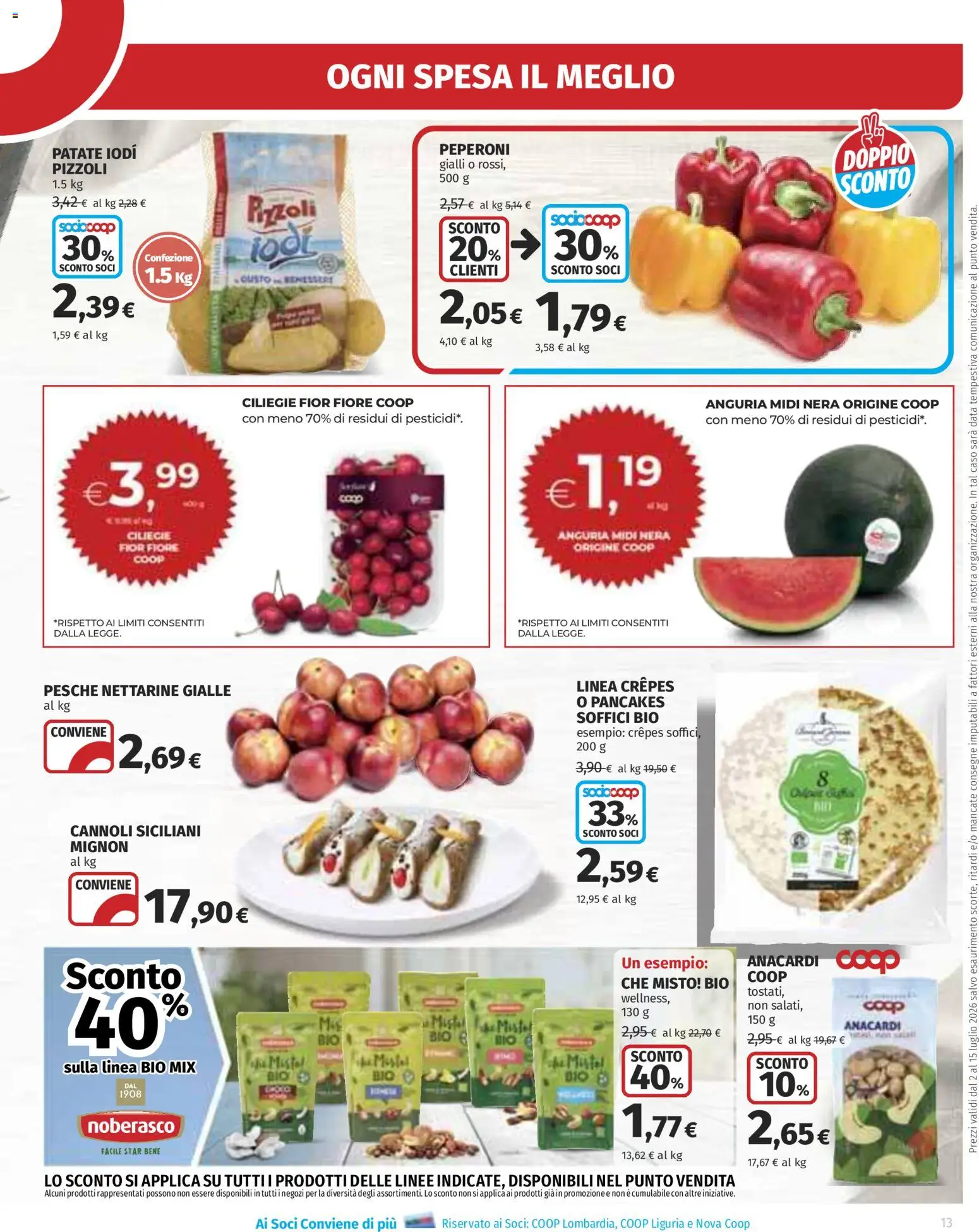 Volantino Ipercoop del 02/07/2026 | Pagina: 13 | Prodotti: Peperoni, Patate, Anacardi, Anguria