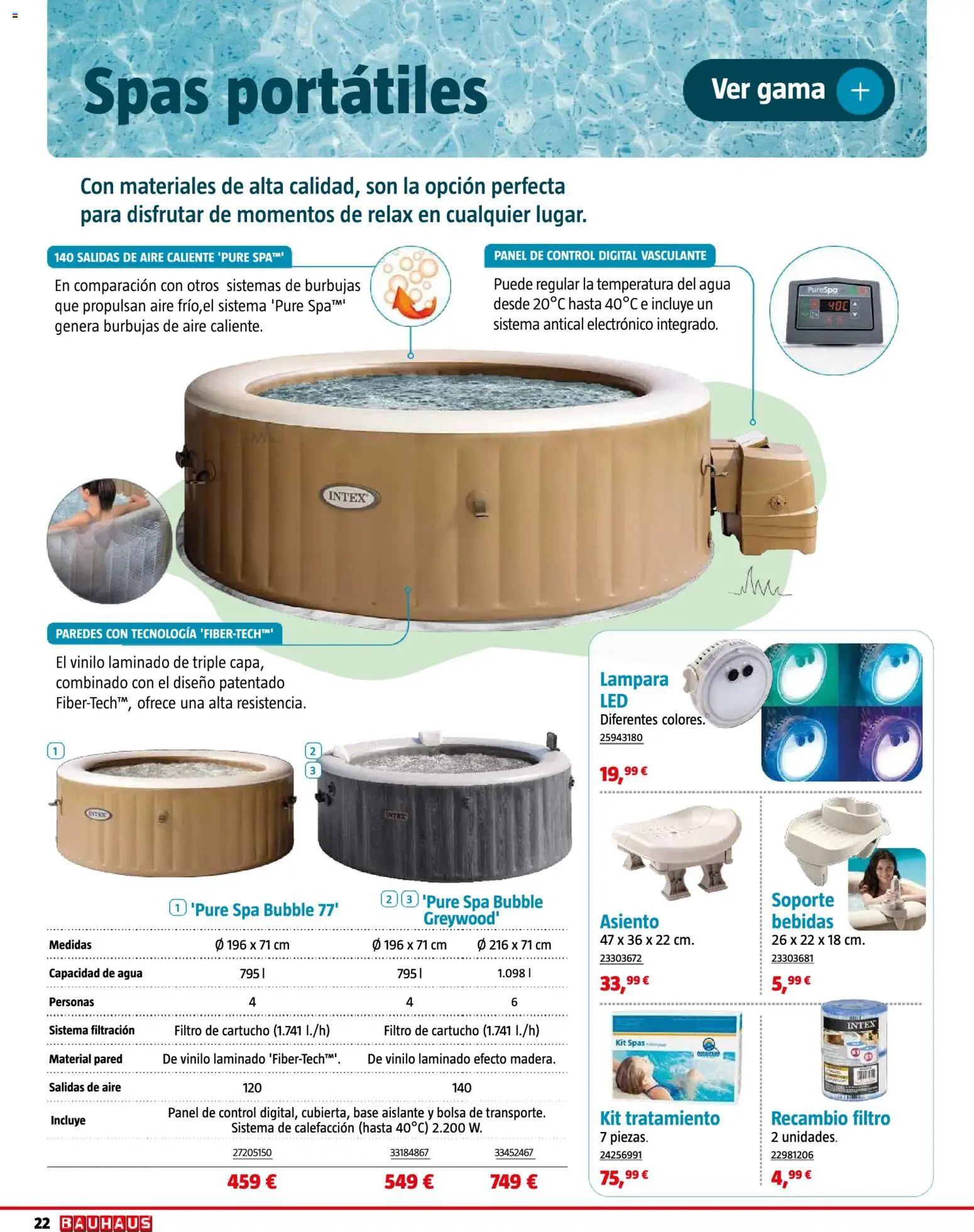 Bauhaus Piscinas 2026 │ válido desde el 01.06.2026 | Página: 22 | Productos: Bolsa, Lámpara