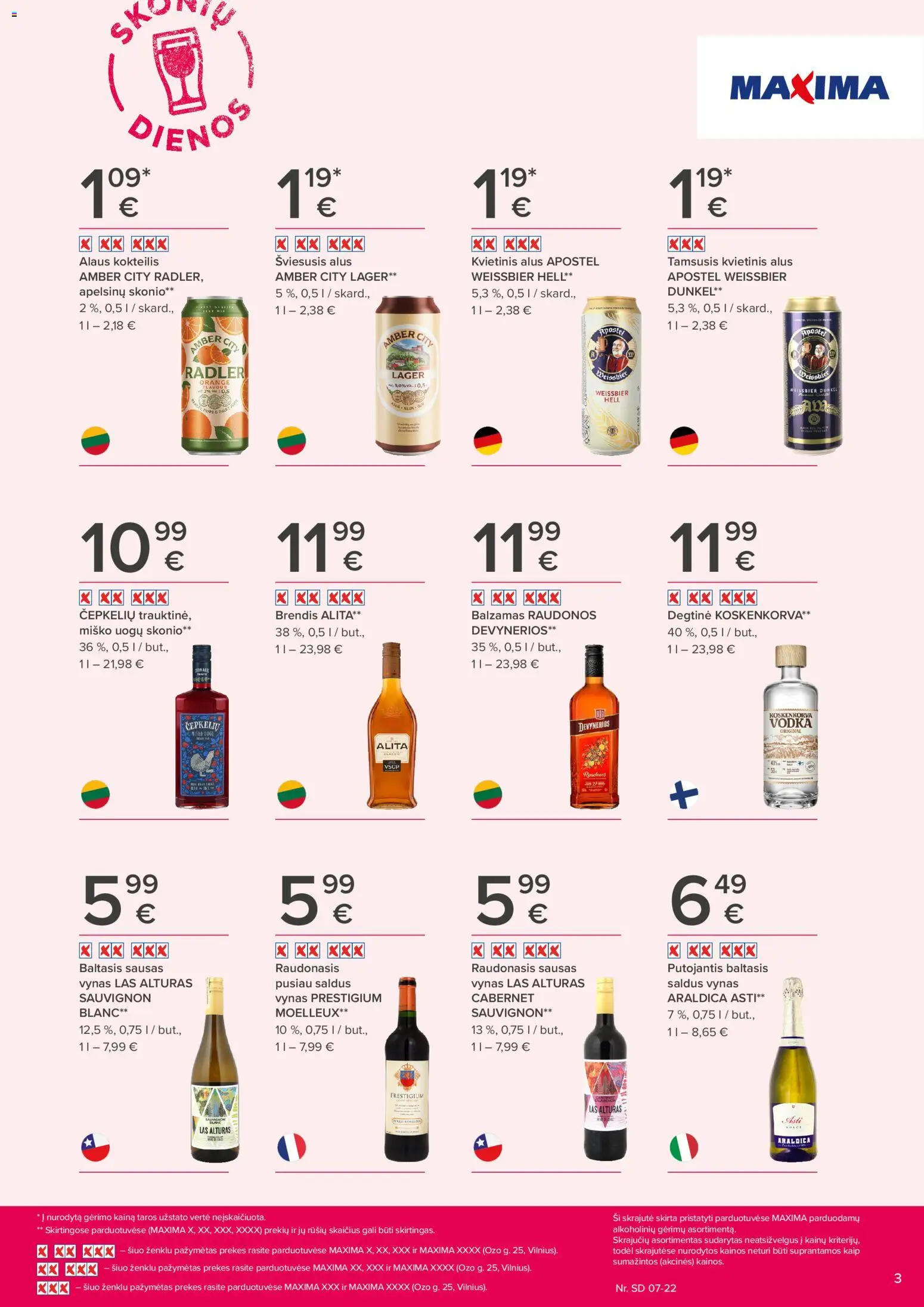 MAXIMA akcijos nuo 2026.07.09 | Puslapis: 3 | Prekių: Balzamas, Degtinė, Vynas, Alus