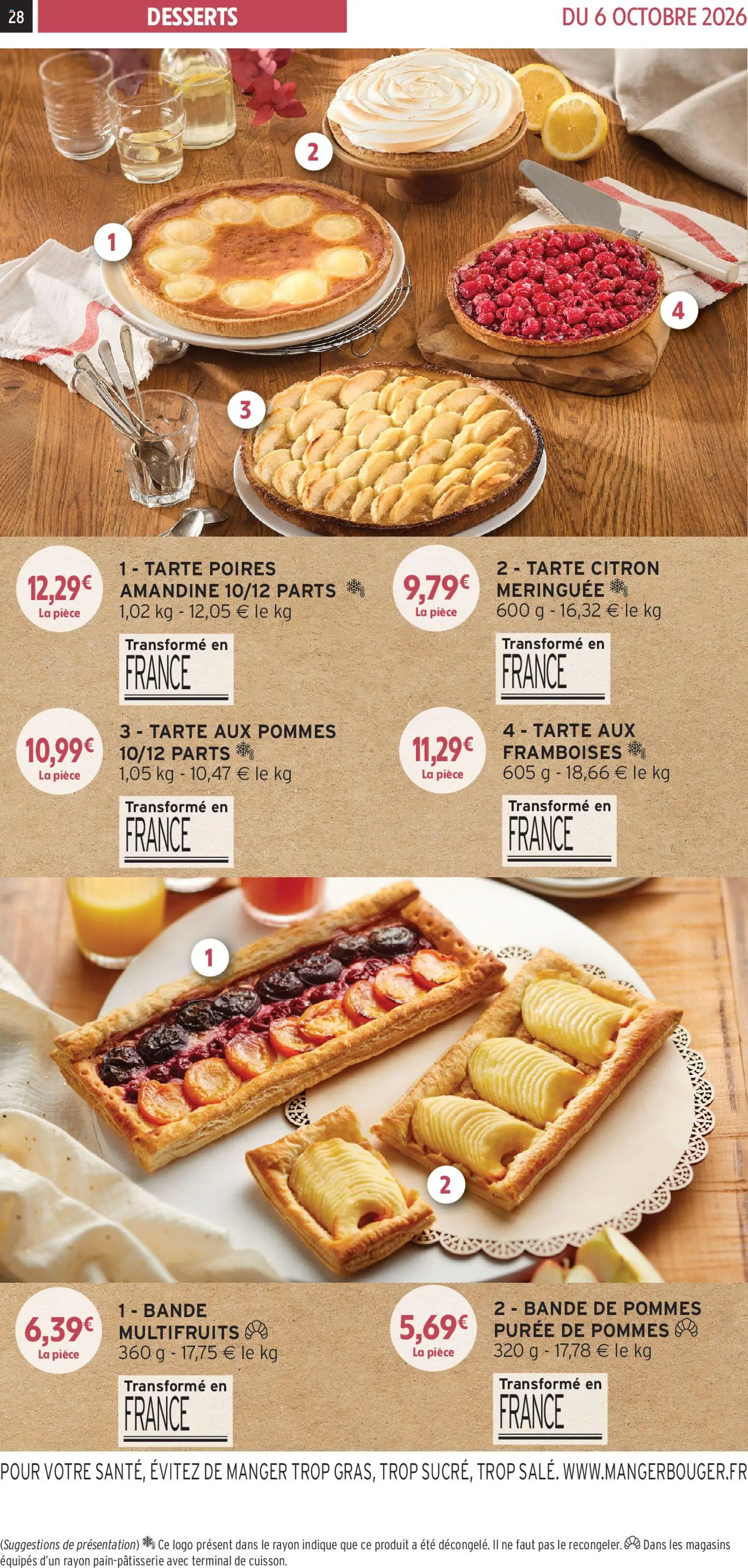 {H1} | Page: 28 | Produits: Citron, Framboises, Tarte, Tarte aux pommes