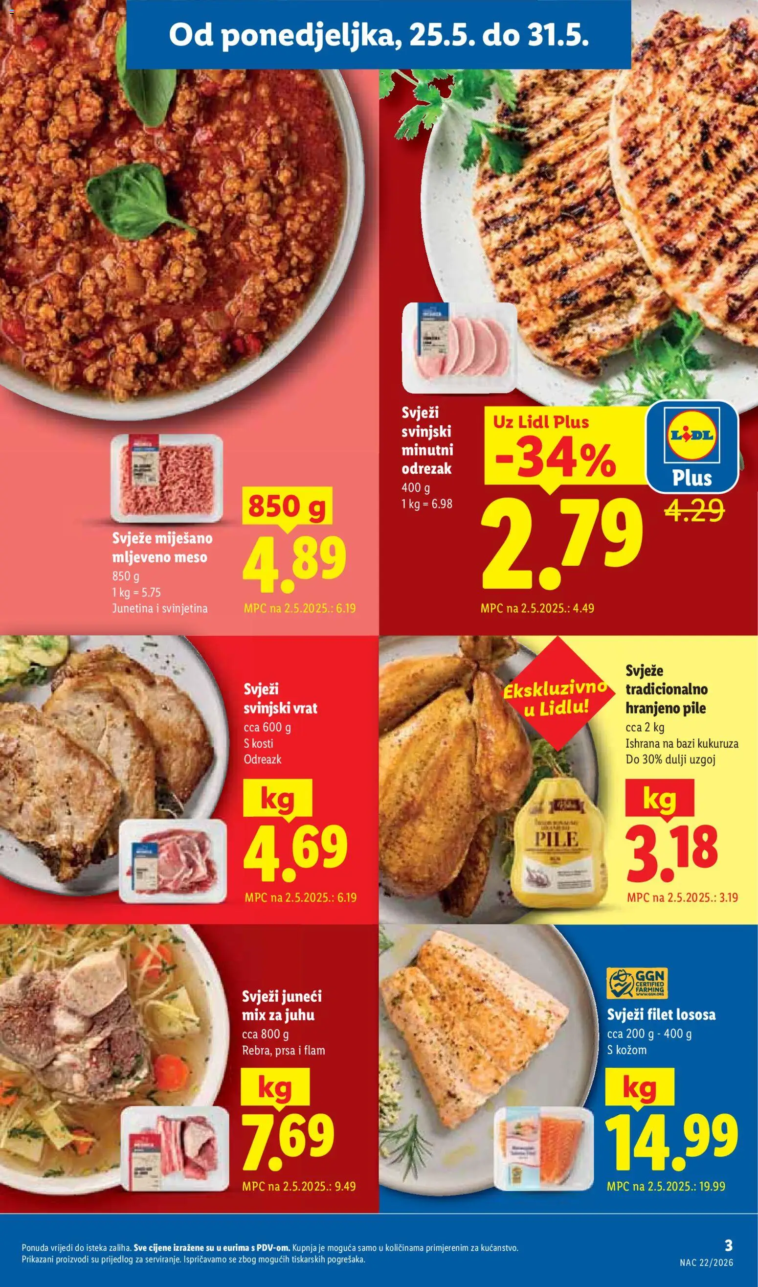 Lidl katalog | vrijedi od 25.05.2026 | Stranica: 3 | Proizvodi: Svinjski vrat, Junetina, Svinjetina, Mljeveno meso
