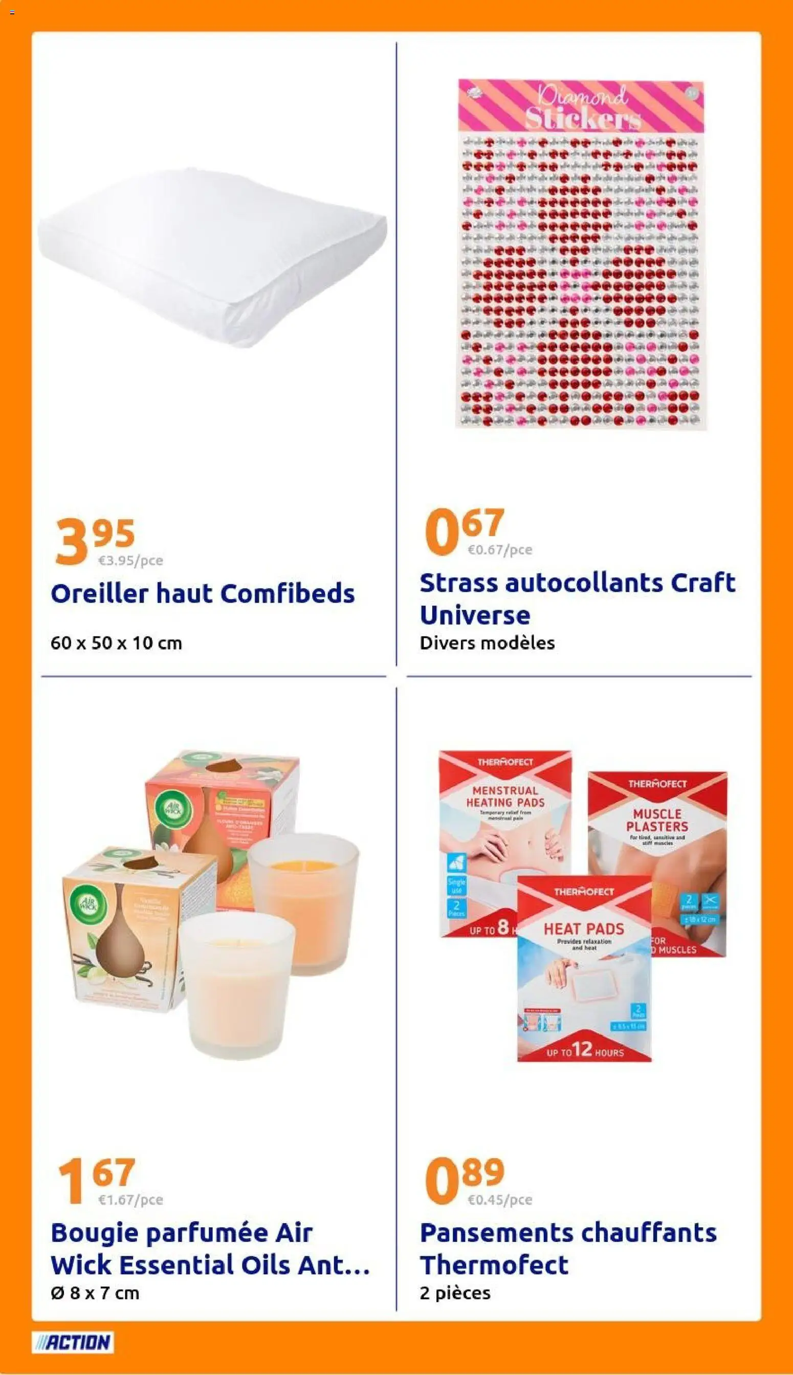 {H1} | Page: 28 | Produits: Autocollants, Pansements chauffants, Oreiller, Bougie parfumee