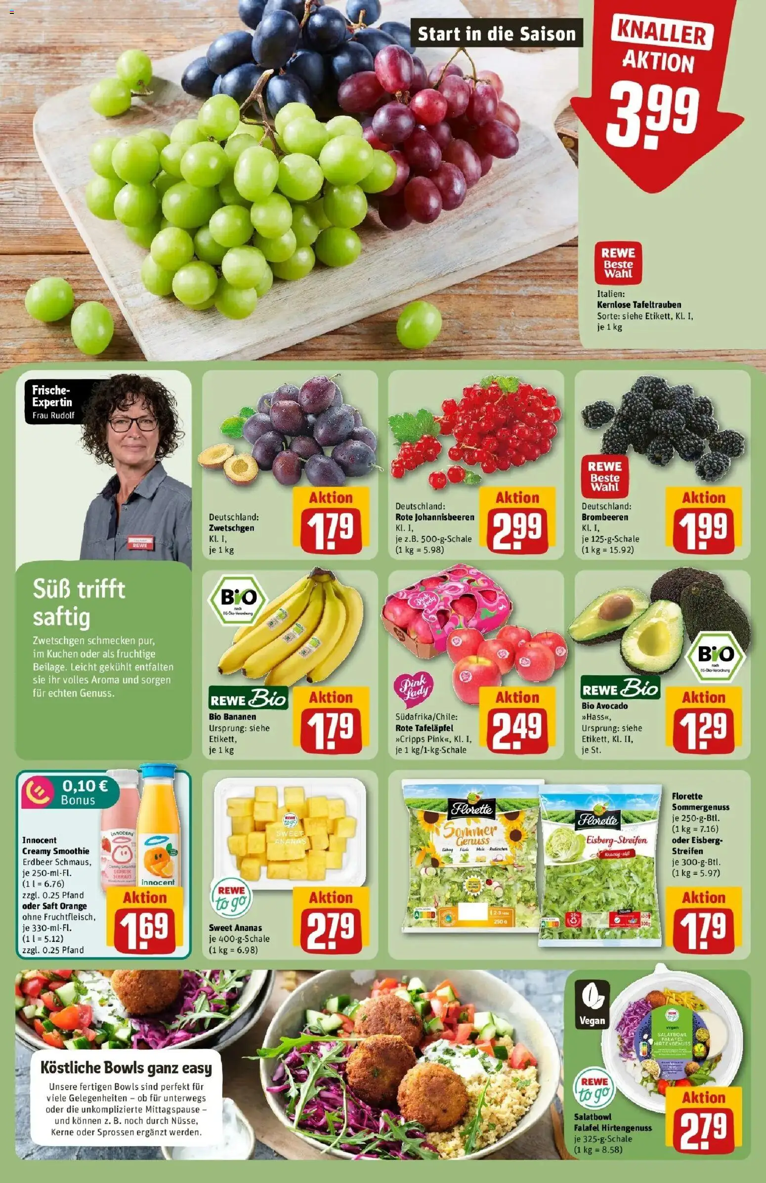REWE Prospekt ab 03.08.2026 zum Blättern » Angebote | Seite: 6 | Produkte: Ananas, Zwetschgen, Avocado, Saft