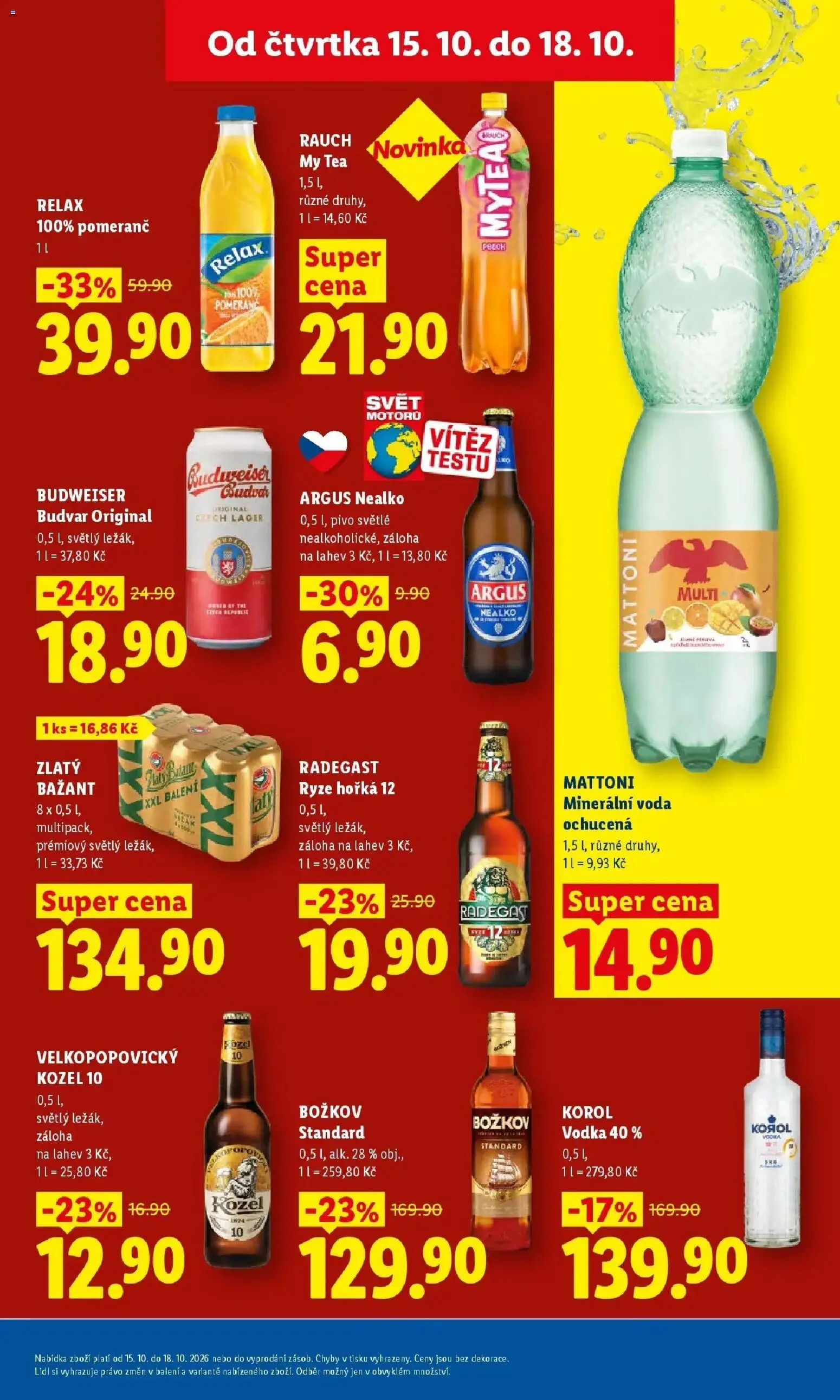 Lidl leták od 15.10.2026 - Nový akční leták | Strana: 26 | Produkty: Mattoni, Budvar, Velkopopovický Kozel, Velkopopovický Kozel 10
