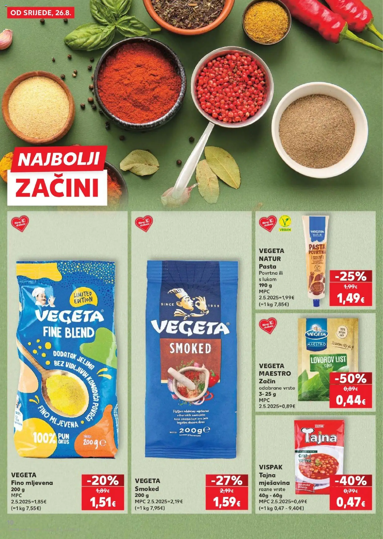 Kaufland HR akciós ujság - amely érvényes a következő dátumtól: 2026.08.26. | Oldal: 10 | Termékek: Vegeta, Vegán