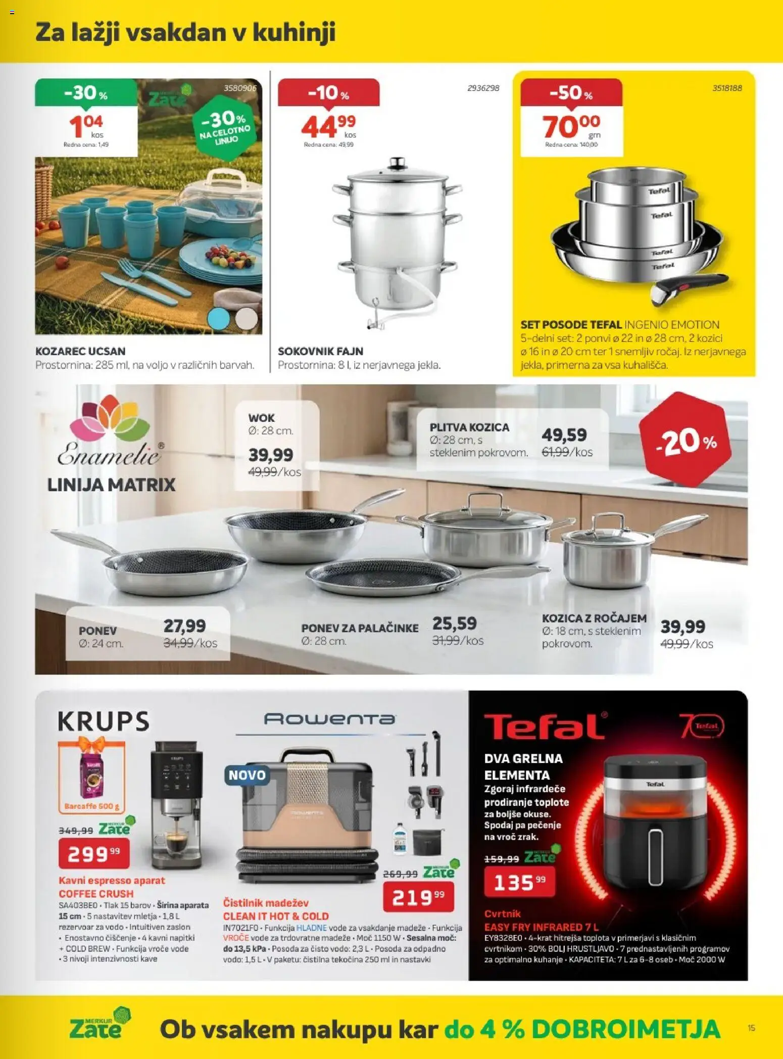 Novi Merkur katalog ponudbe – veljaven od 03.06.2026 | Stran: 15 | Izdelki: Kozarec, Sokovnik, Napitki, Palačinke