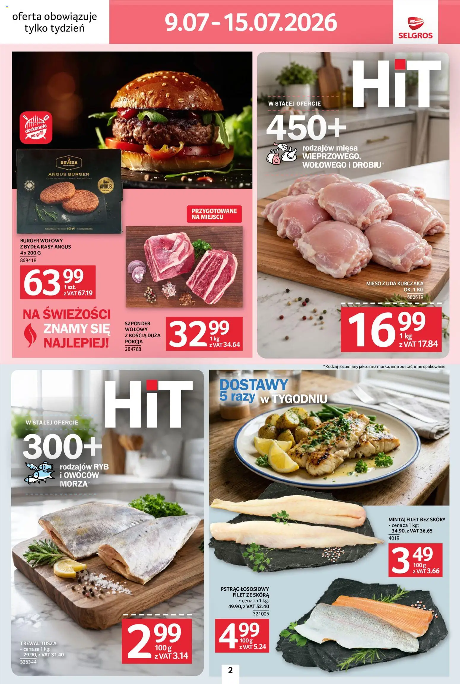 Selgros cash&carry gazetka - Jeszcze więcej super promocji od 09.07.2026 | Strona: 2 | Produkty: Mięso, Grill, Pstrąg, Trewal