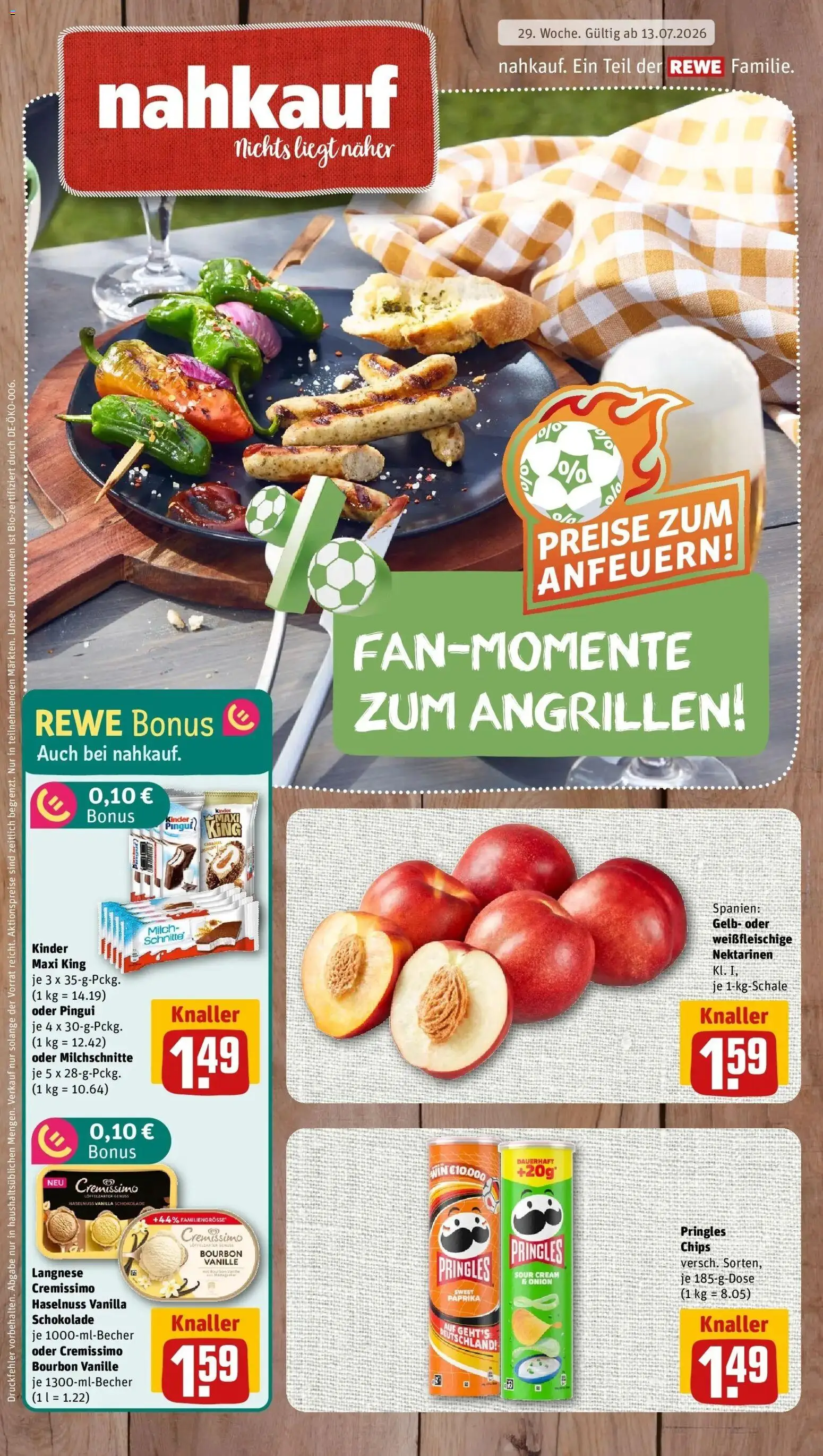 Rewe Prospekt Maintal / Bischofsheim – gültig ab 13.07.2026 | Seite: 1 | Produkte: Cremissimo, Schokolade, Vanille, Pringles