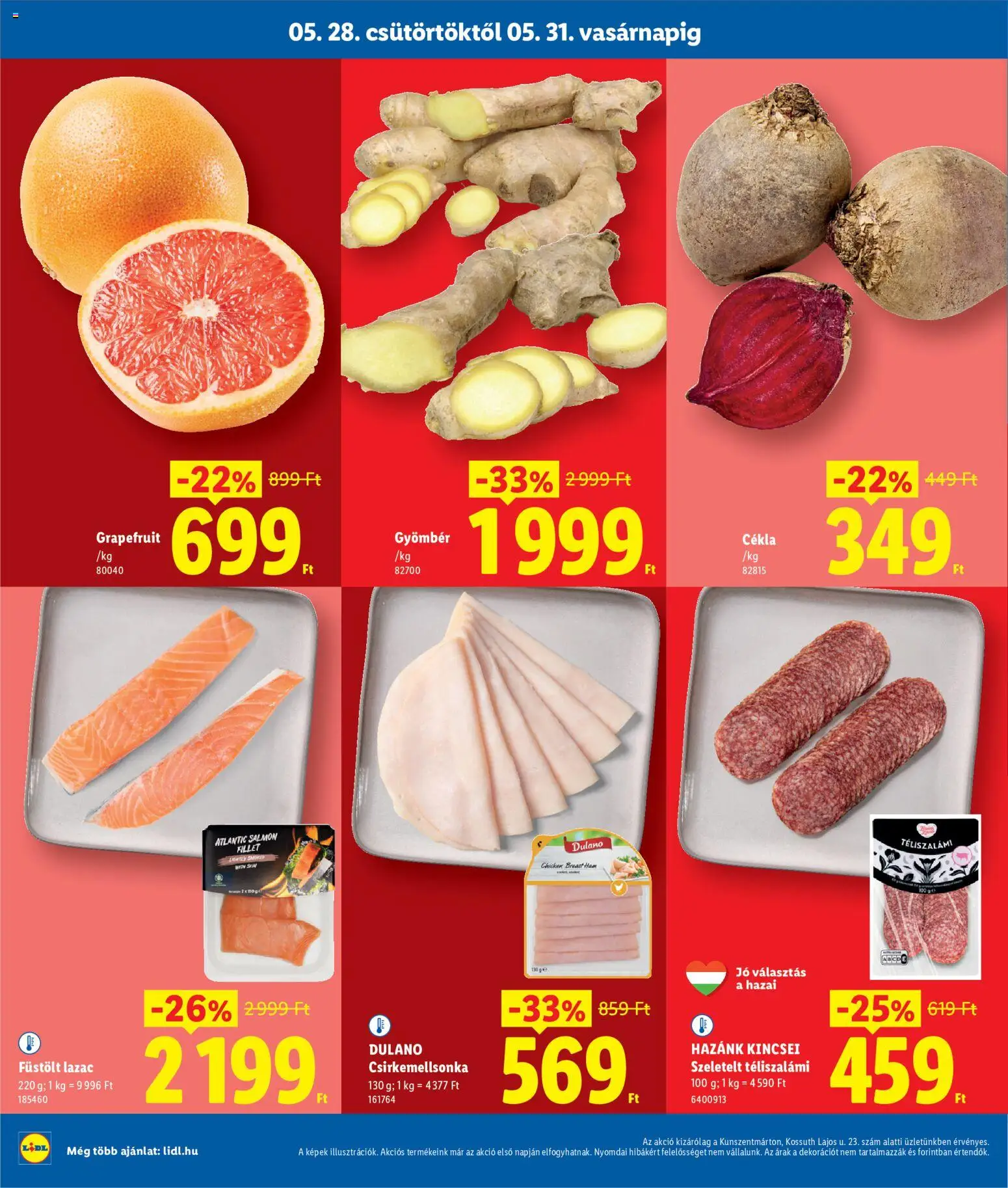 Lidl akciós ujság - amely érvényes a következő dátumtól: 28.05.2026 | Oldal: 2 | Termékek: Cékla, Lazac, Téliszalámi, Grapefruit