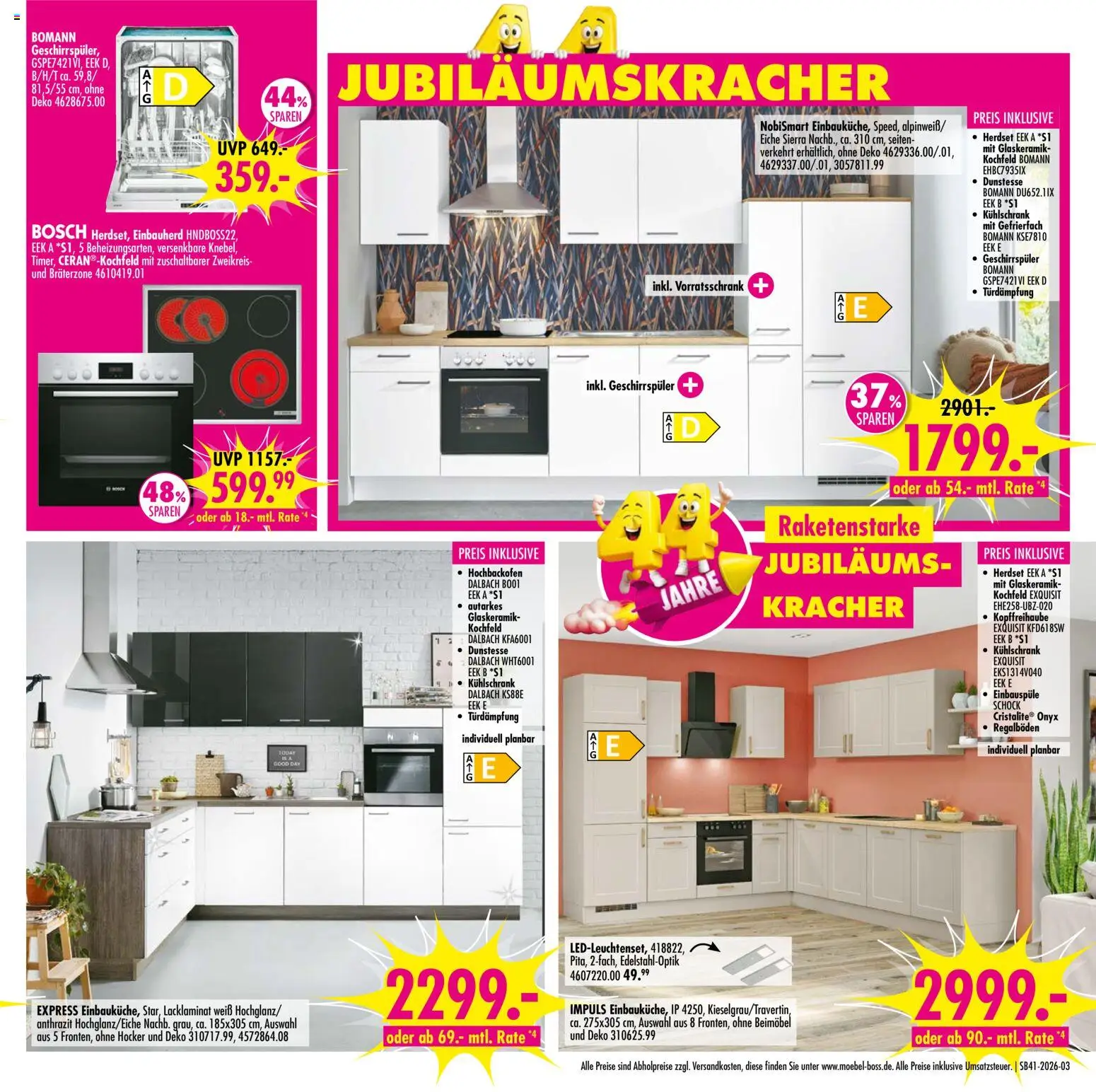 SB Möbel Boss Prospekt Gera – gültig ab 06.10.2026 | Seite: 3 | Produkte: Bosch, Geschirrspüler, Hocker, Kühlschrank