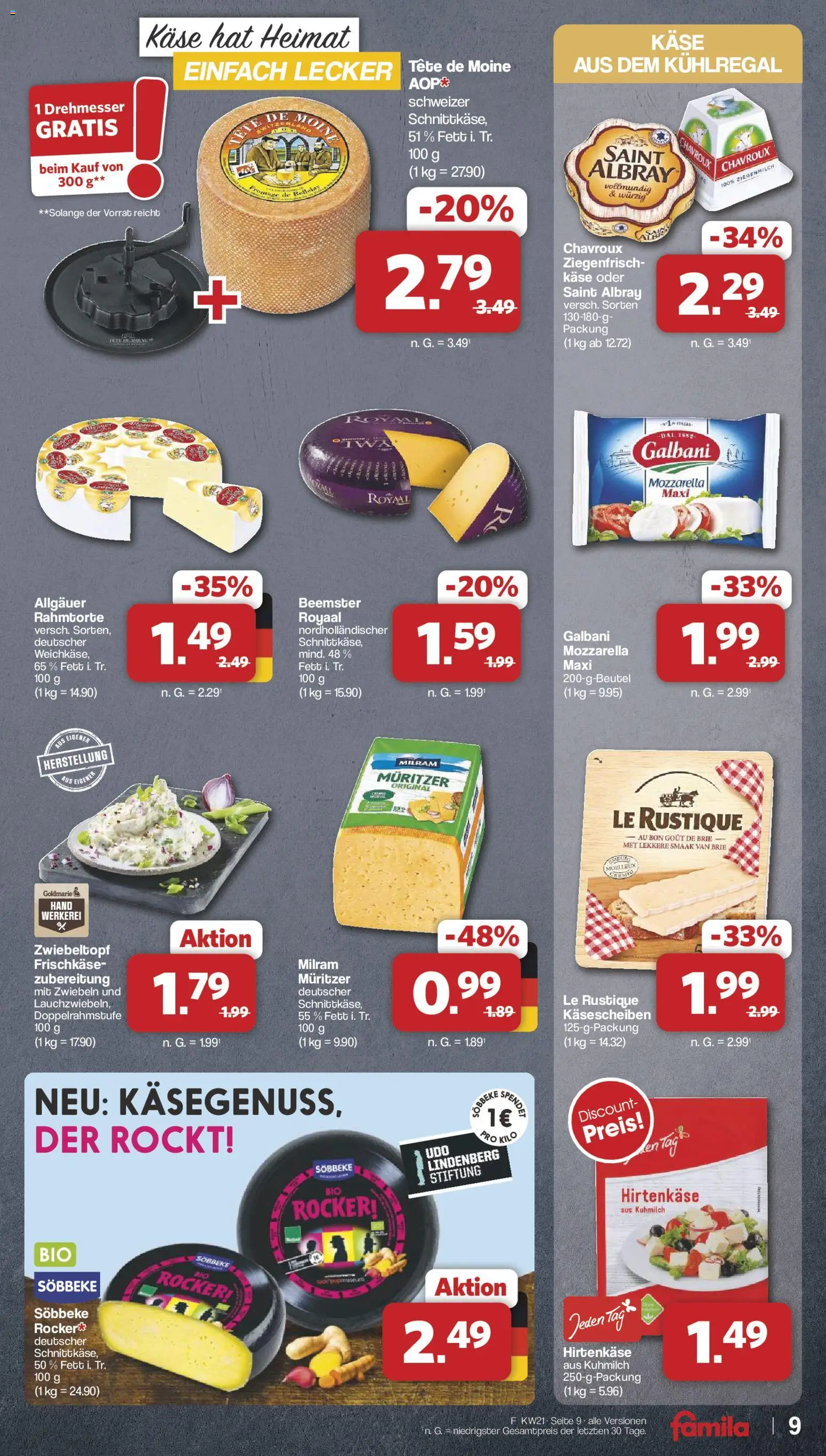 Famila Nordwest Prospekt 	 – gültig ab 18.05.2026 | Seite: 9 | Produkte: Käse, Mozzarella, Zwiebeln, Milram