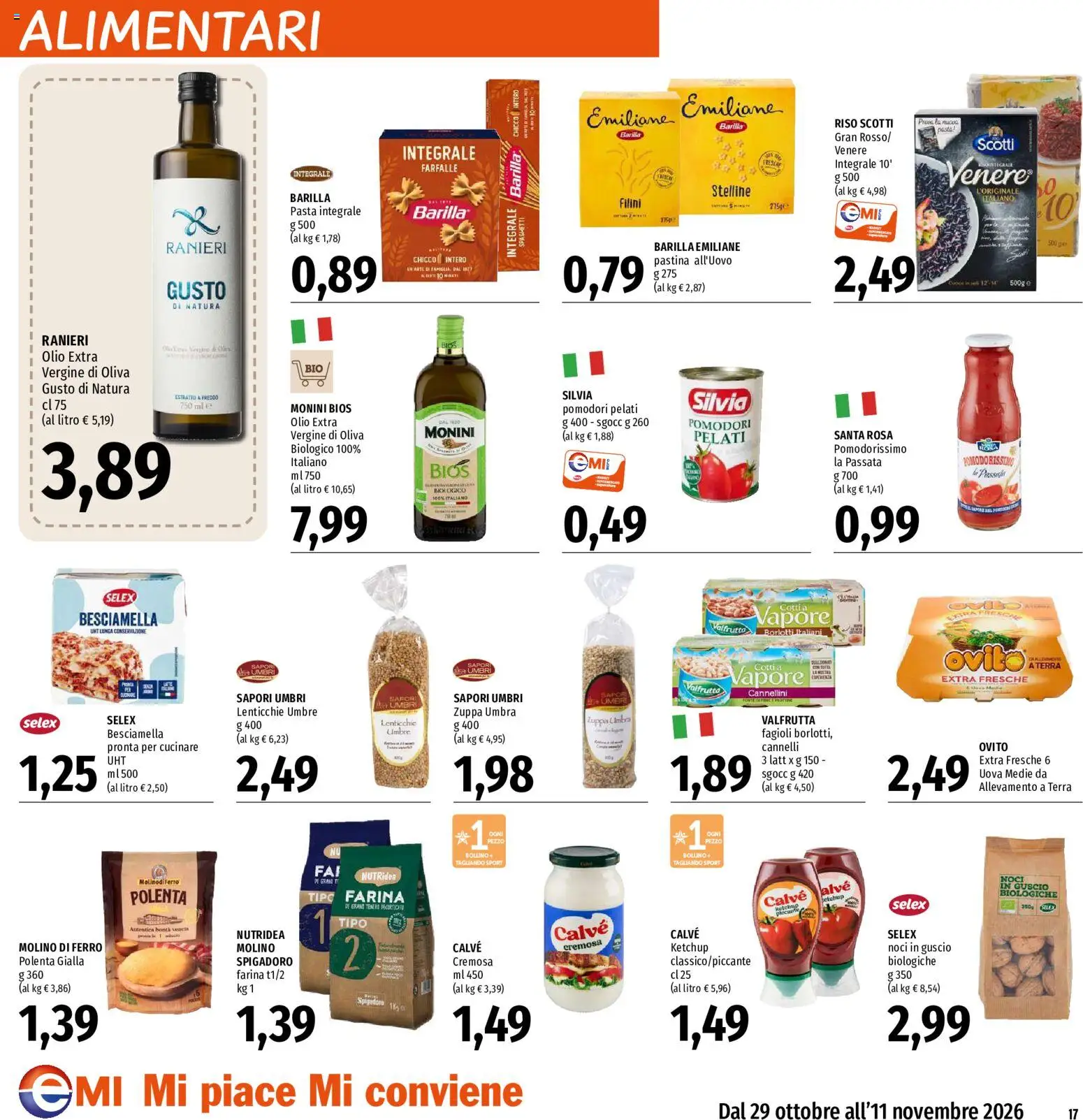 Volantino EMI del 29/10/2026 | Pagina: 17 | Prodotti: Farina, Barilla, Besciamella, Terra