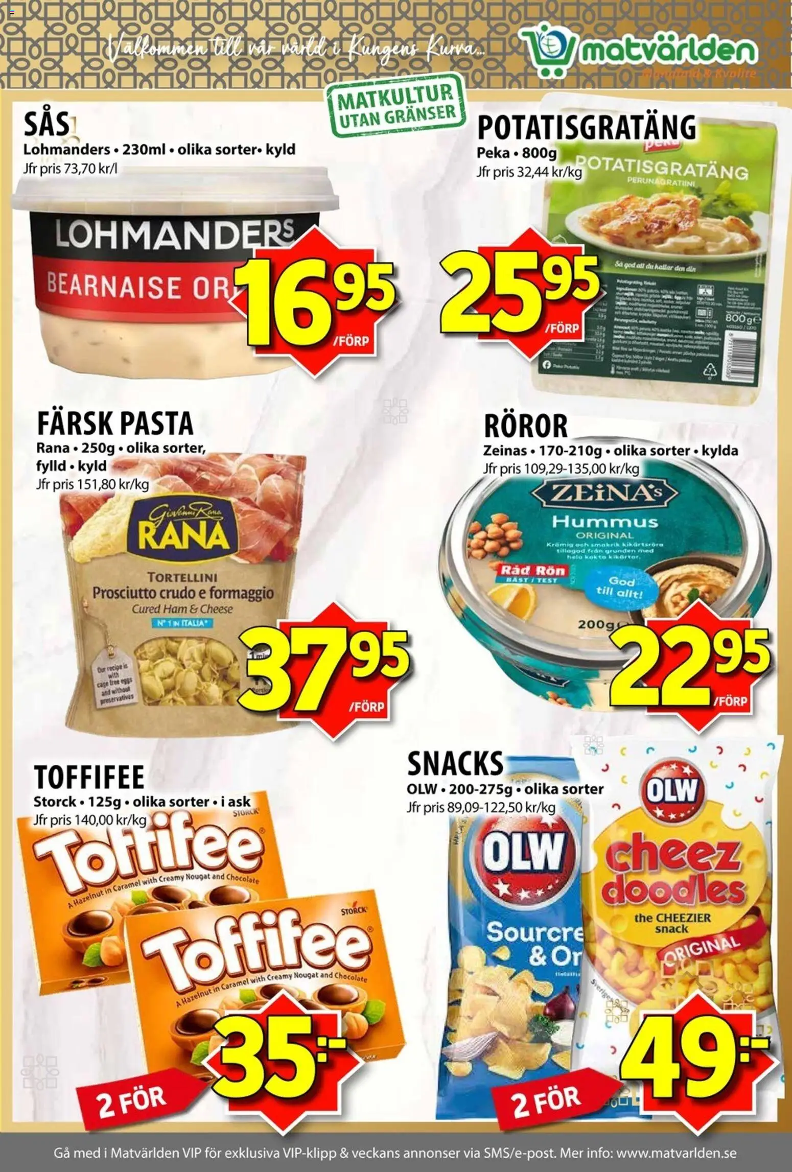 Matvärlden reklamblad aktuell från 24/08/2026 | Sida: 7 | Produkter: Is, Hummus, Potatisgratäng, Pasta