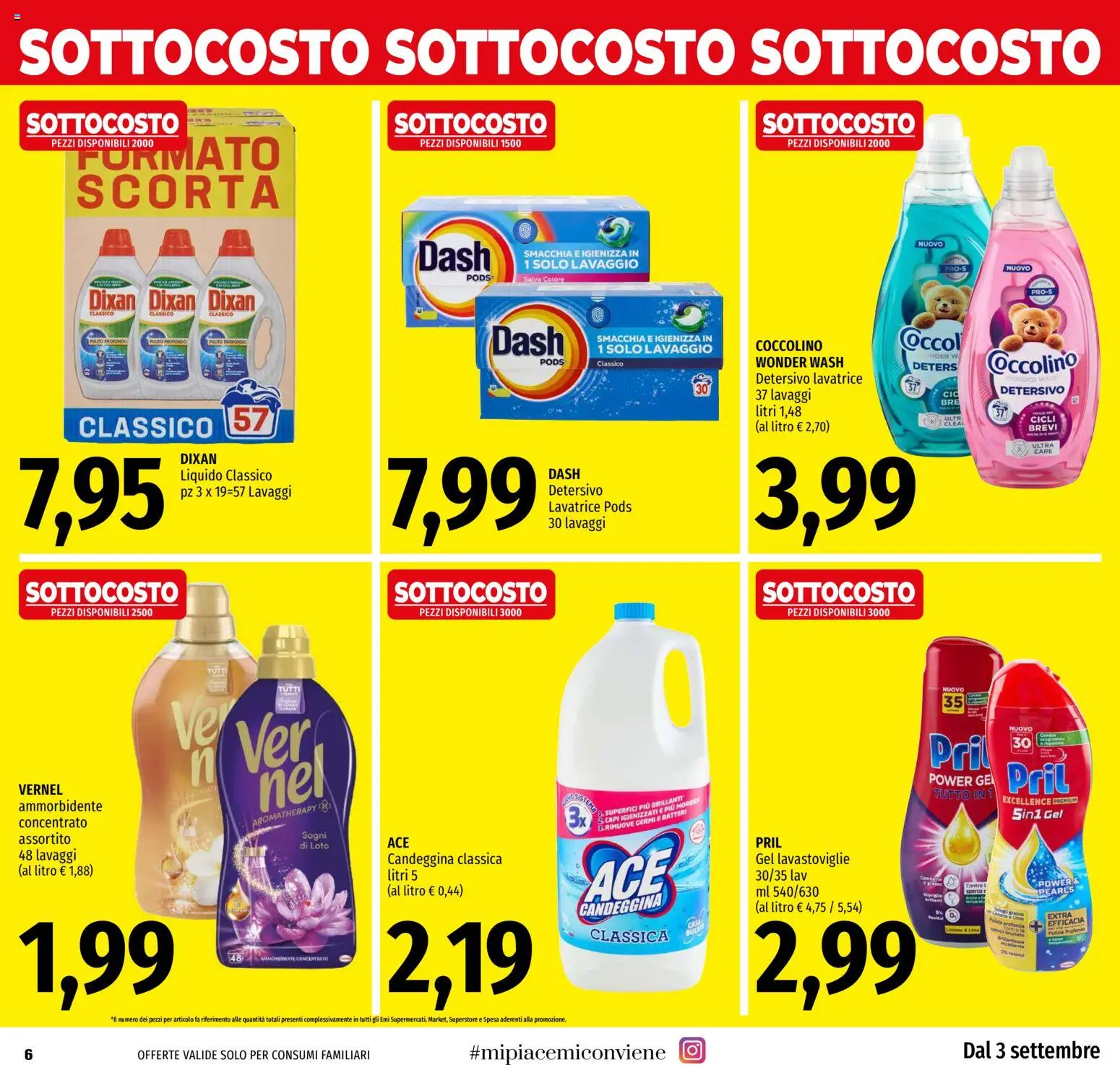 Volantino EMI del 03/09/2026 | Pagina: 6 | Prodotti: Ammorbidente, Loto, Candeggina, Lavatrice