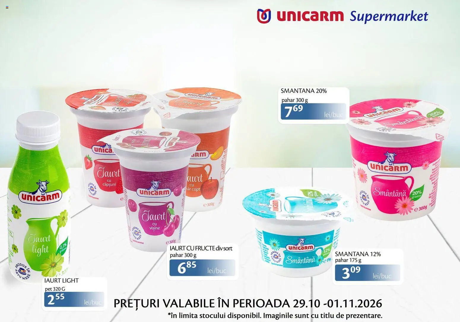 Noul catalog Unicarm – valabil de la 29.10.2026 | Pagină: 4 | Produse: Iaurt, Căpșuni, Smântână, Fructe