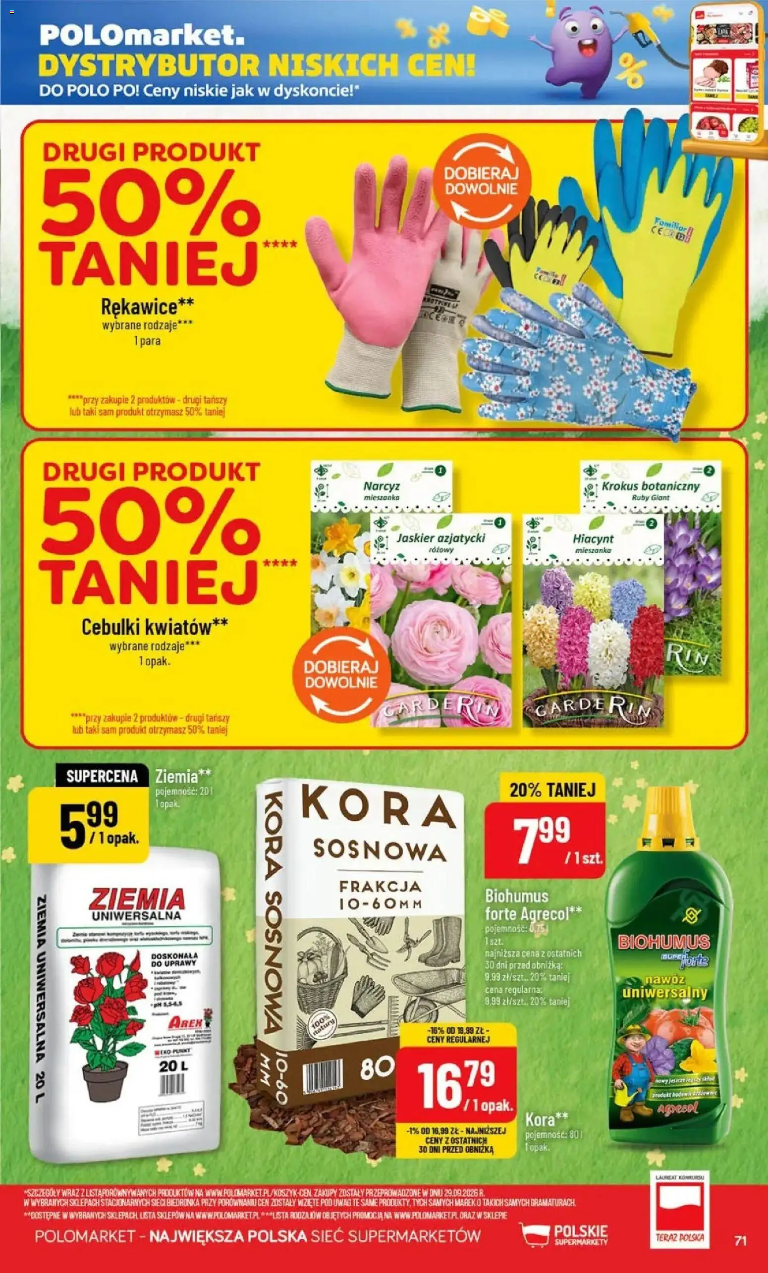 Nowa POLOmarket gazetka od jutra 07.10.2026 | Strona: 71 | Produkty: Ziemia uniwersalna, Ziemia, Nawóz, Cebulki kwiatów