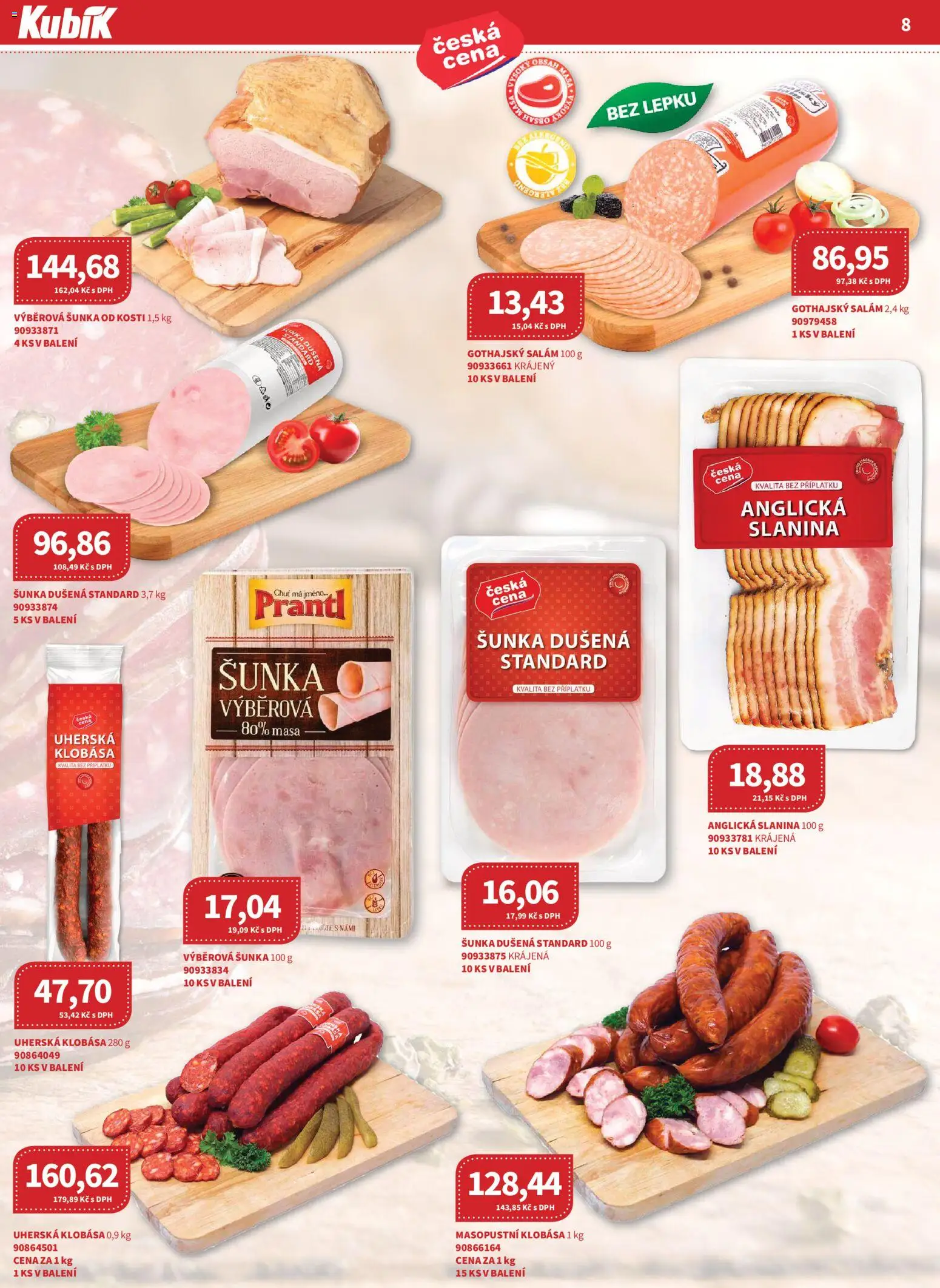 Kubík leták - Velkoobchod 04/2026 od 01.04.2026 | Strana: 8 | Produkty: Šunka, Klobása, Gothajský salám, Slanina