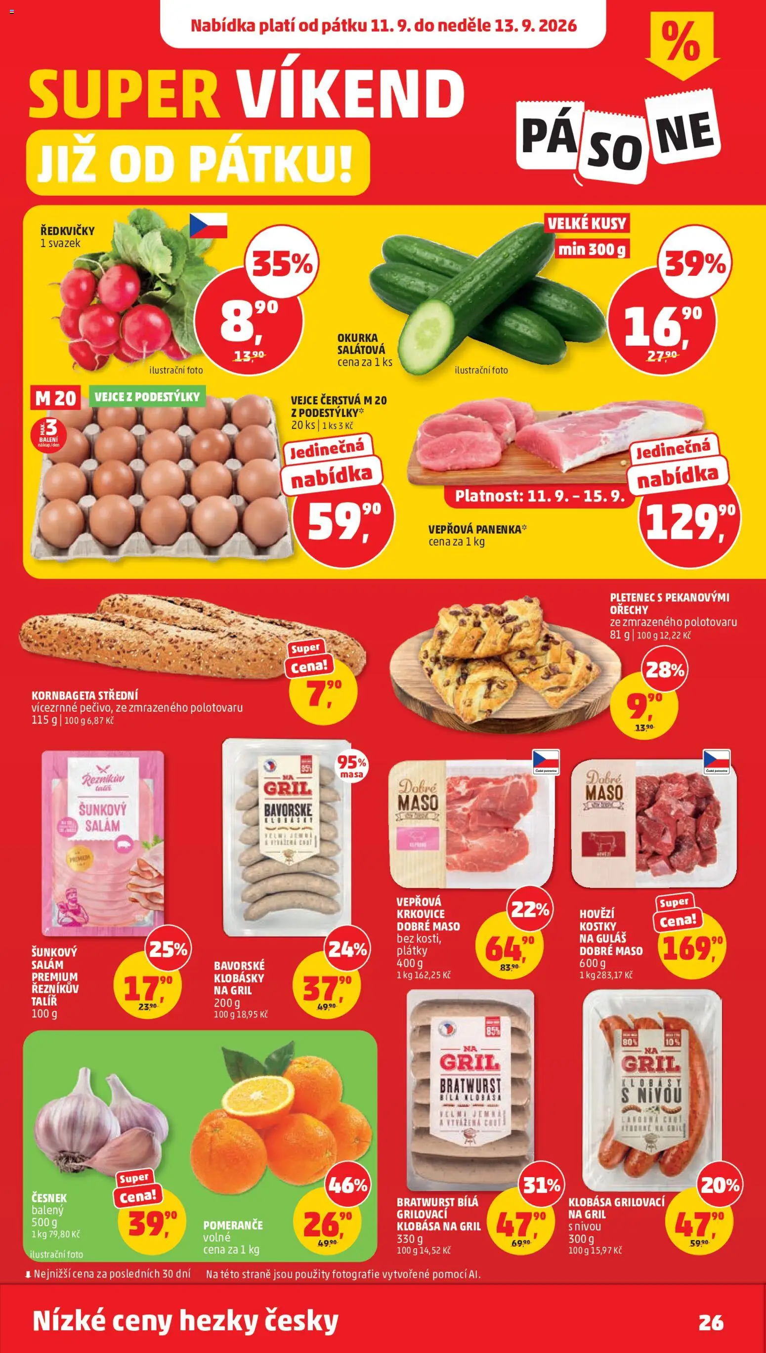 Penny Market leták od 09.09.2026 | Strana: 26 | Produkty: Vejce, Šunkový salám, Maso, Okurka