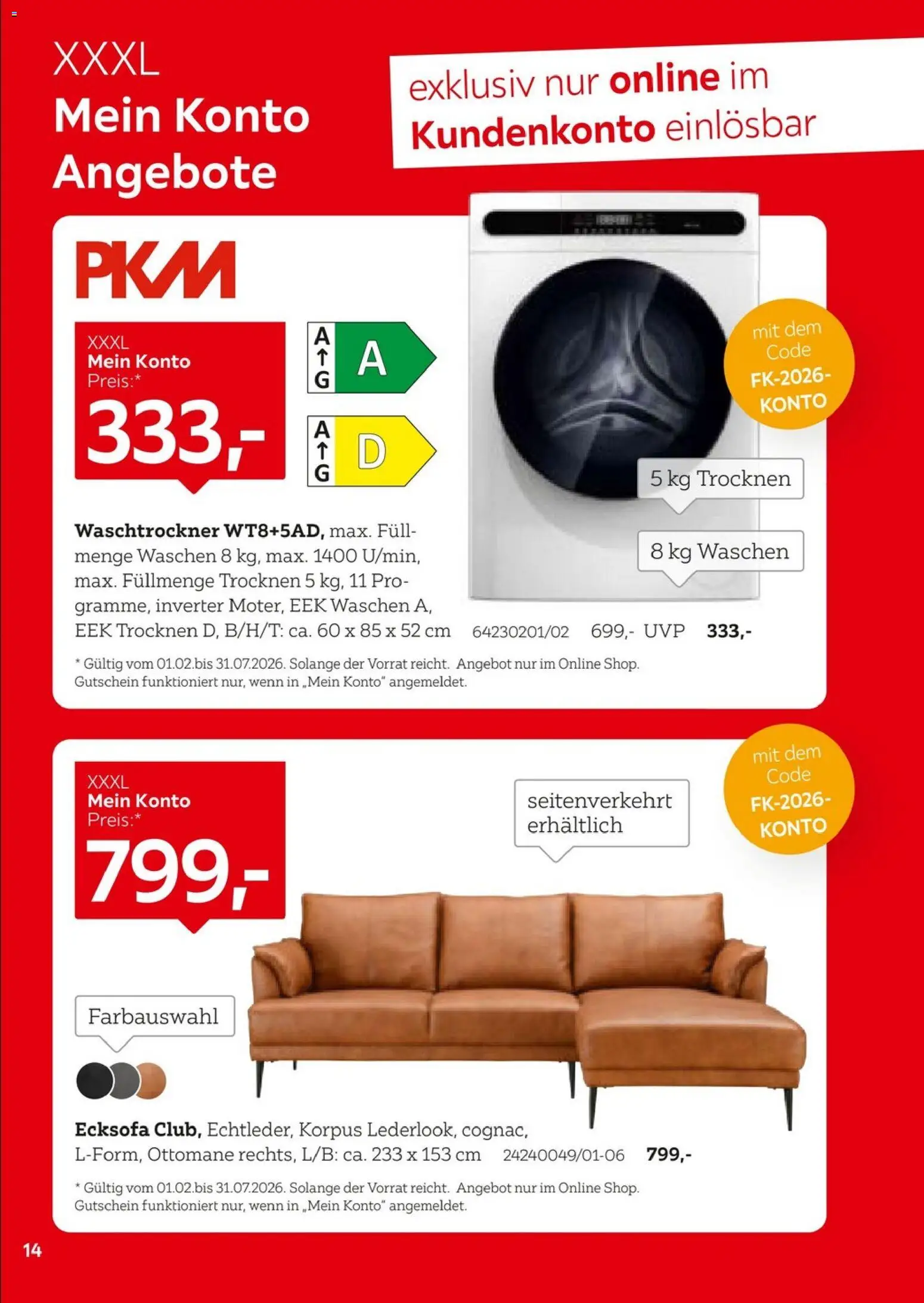 XXXL Lutz  Freundschaftskartenjournal – gültig ab 01.02.2026 | Seite: 14 | Produkte: Ecksofa, Waschtrockner