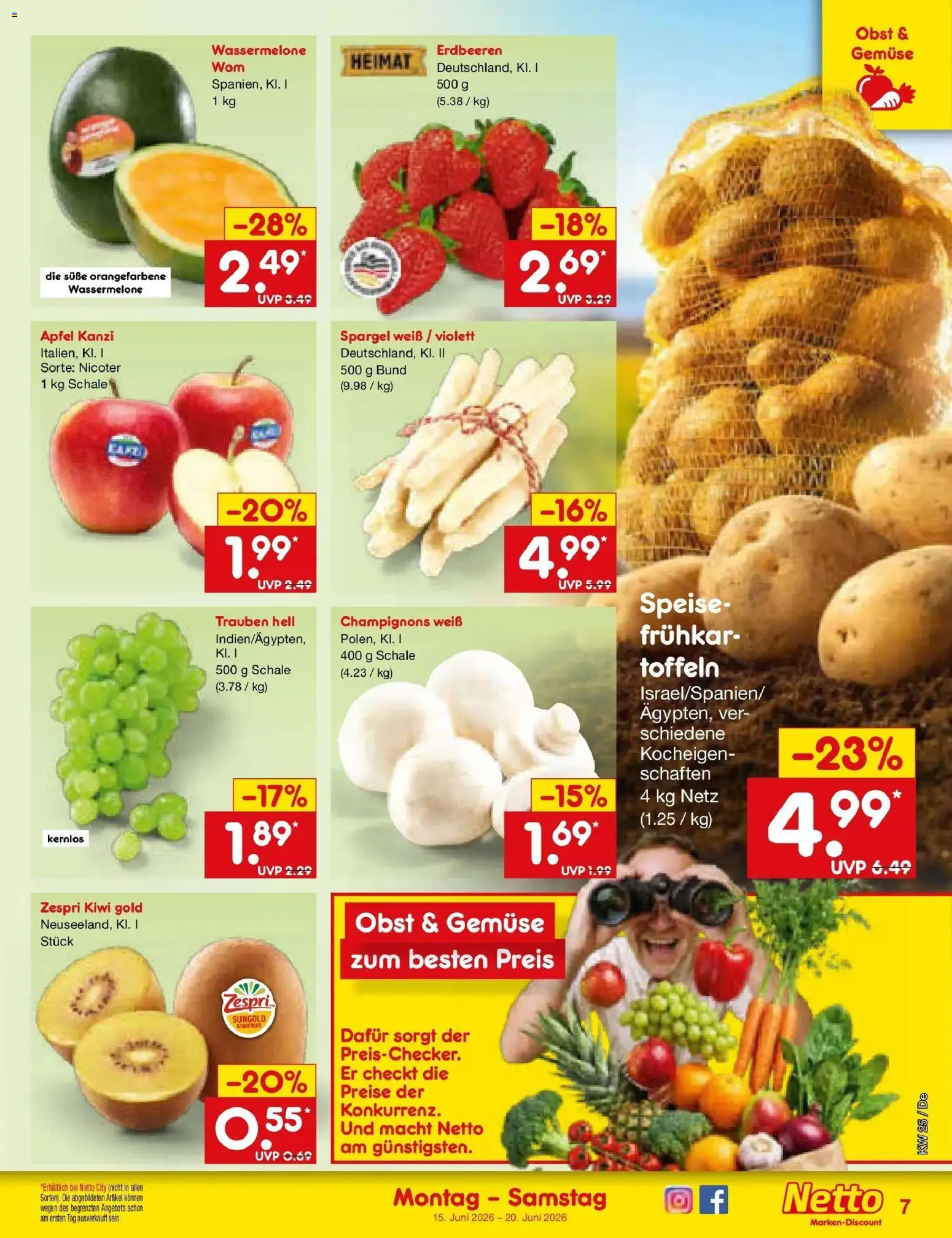 Netto Marken-Discount Prospekt Waiblingen-Bittenfeld – gültig ab 14.06.2026 | Seite: 9 | Produkte: Trauben, Äpfel, Spargel, Champignons