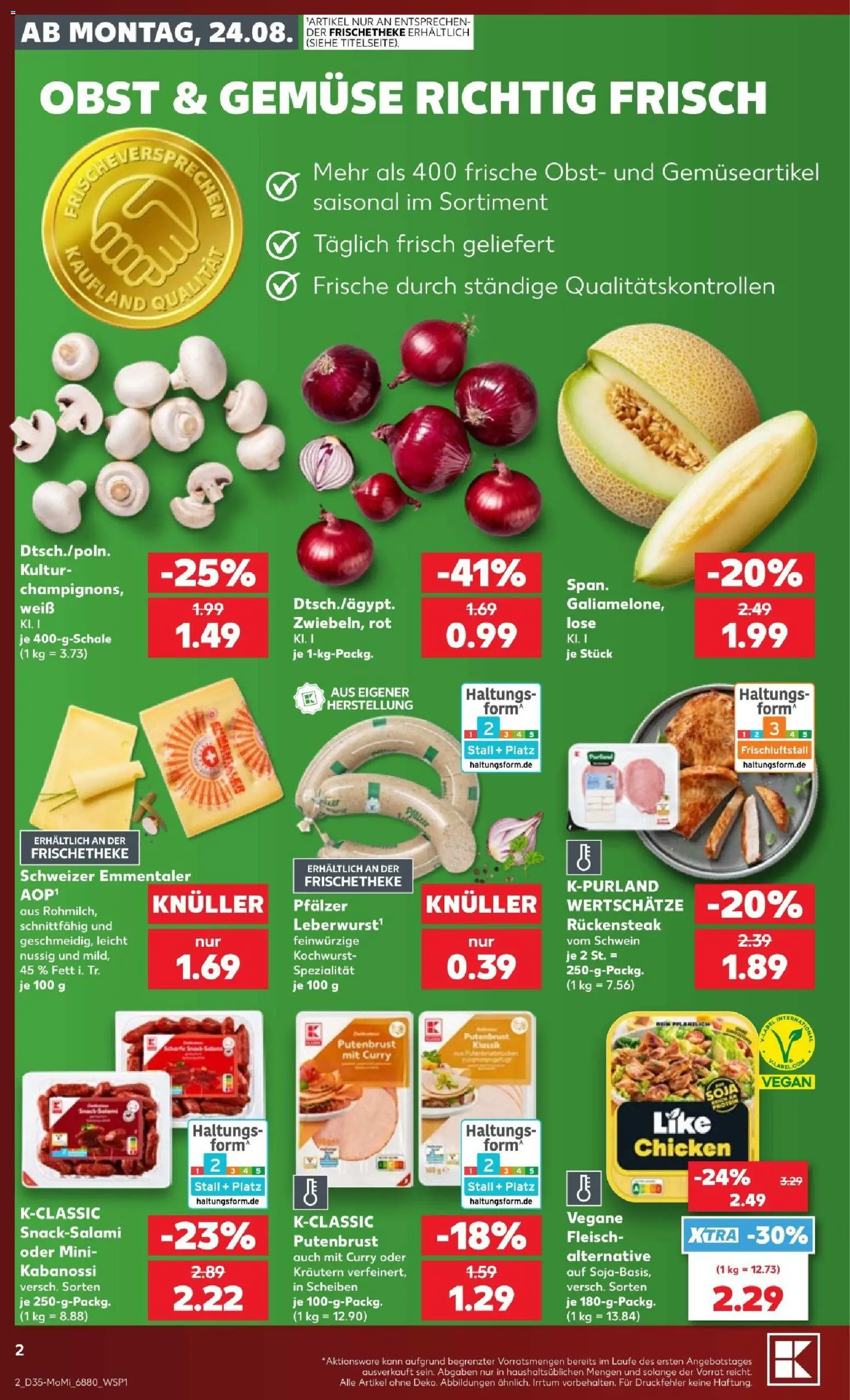 Kaufland Prospekt Völklingen – gültig ab 24.08.2026 | Seite: 2 | Produkte: Putenbrust, Gemüse, Obst, Fleisch