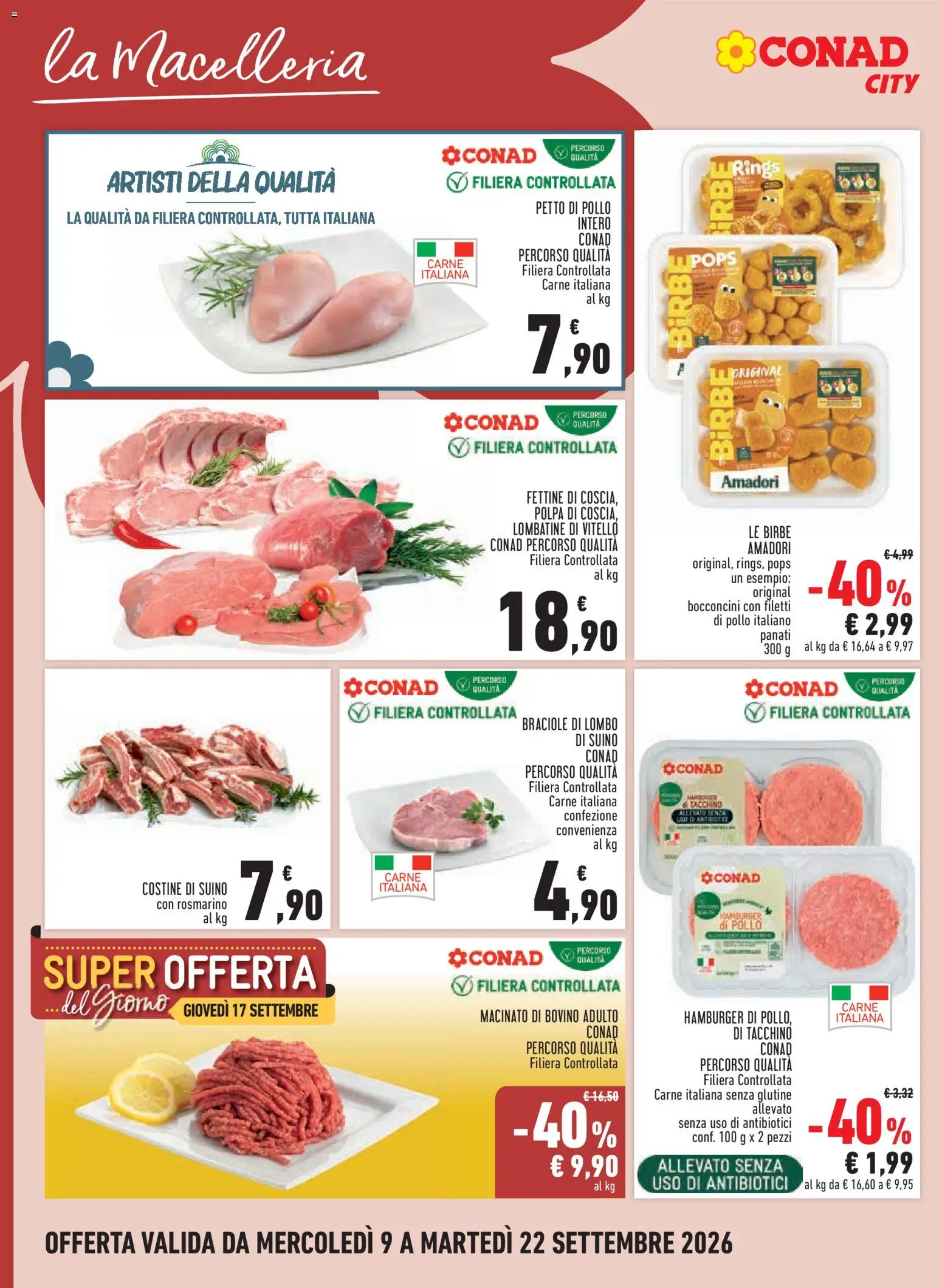 Volantino Conad del 09/09/2026 | Pagina: 6 | Prodotti: Petto di Pollo, Pollo, Nuggets, Carne