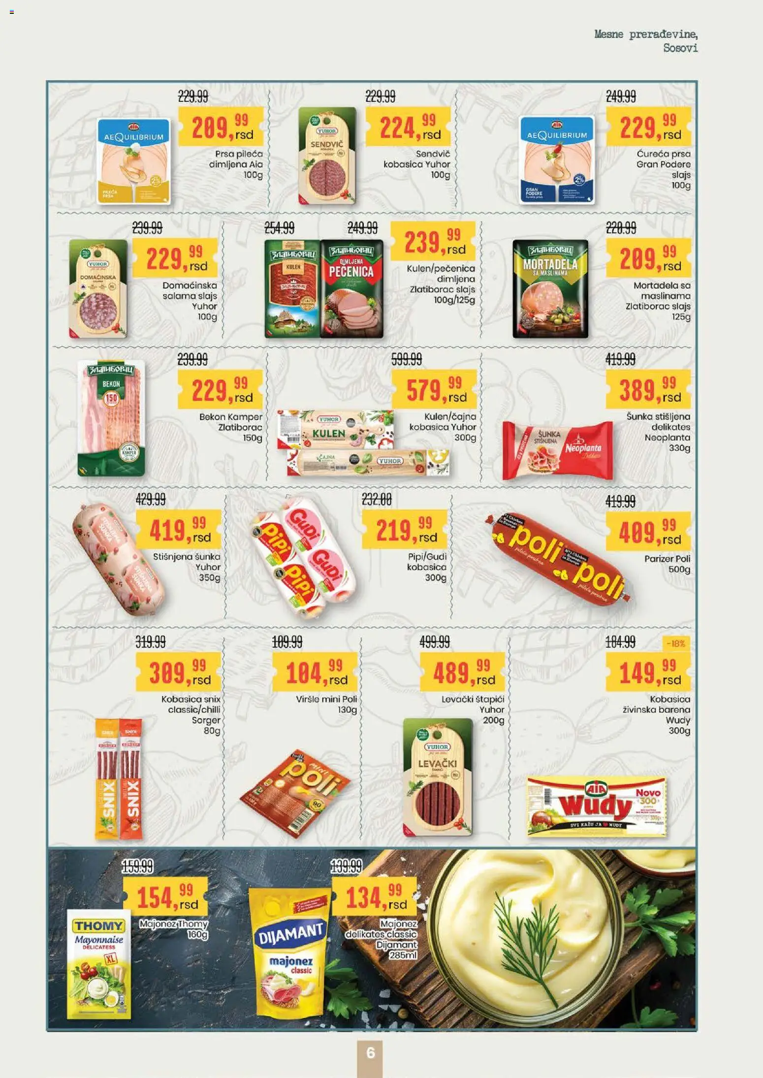 Aroma Market katalog - važi od 28.05.2026 | Strana: 6 | Proizvode: Parizer, Kulen, Salama, Šunka