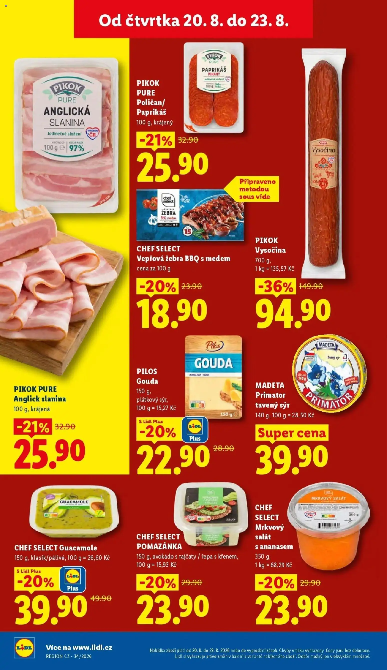 Lidl leták od 20.08.2026 - Nový akční leták | Strana: 20 | Produkty: Salát, Anglická slanina, Guacamole, Pikok