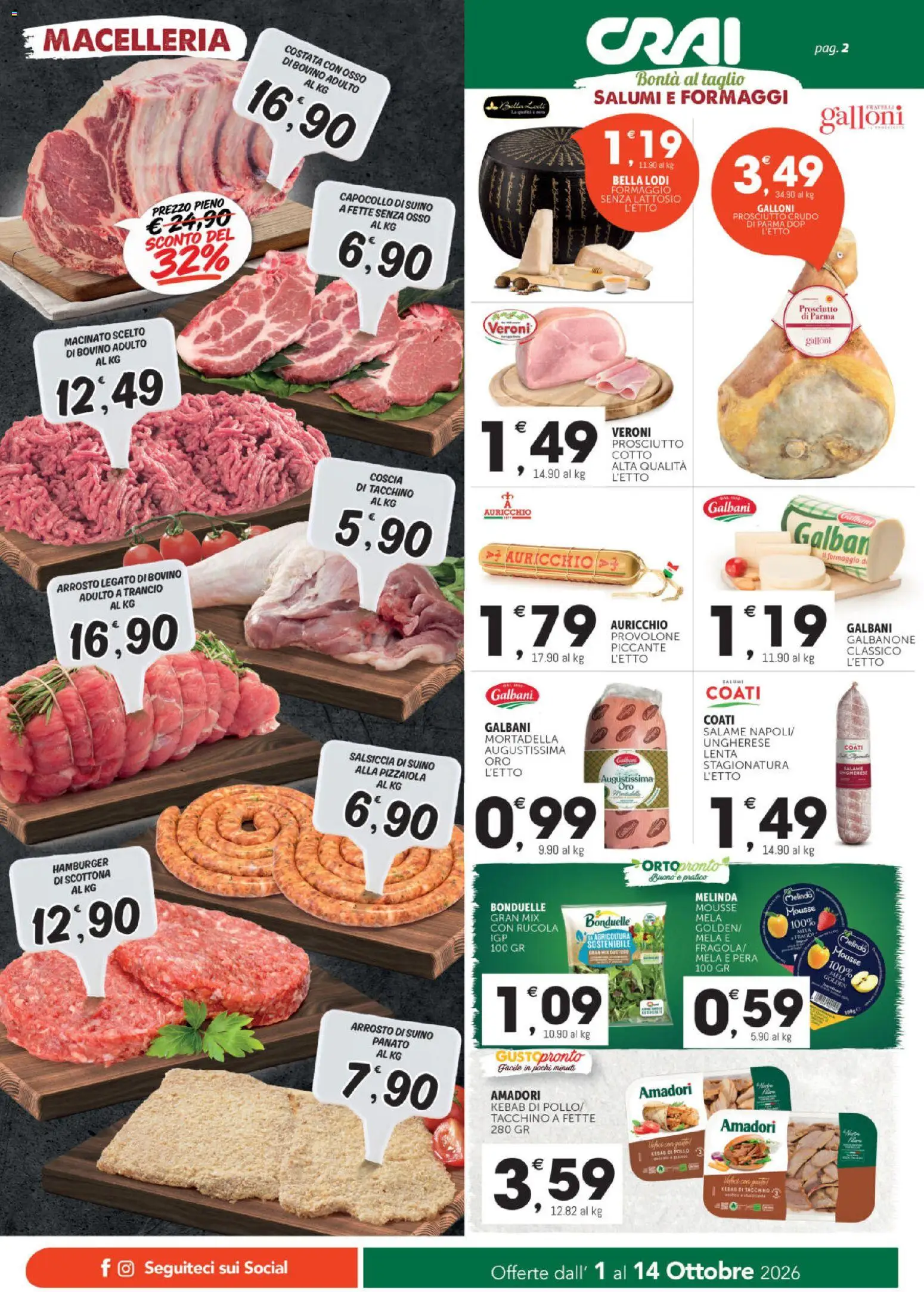 Volantino CRAI del 01/10/2026 | Pagina: 2 | Prodotti: Provolone, Salame, Suino, Mortadella