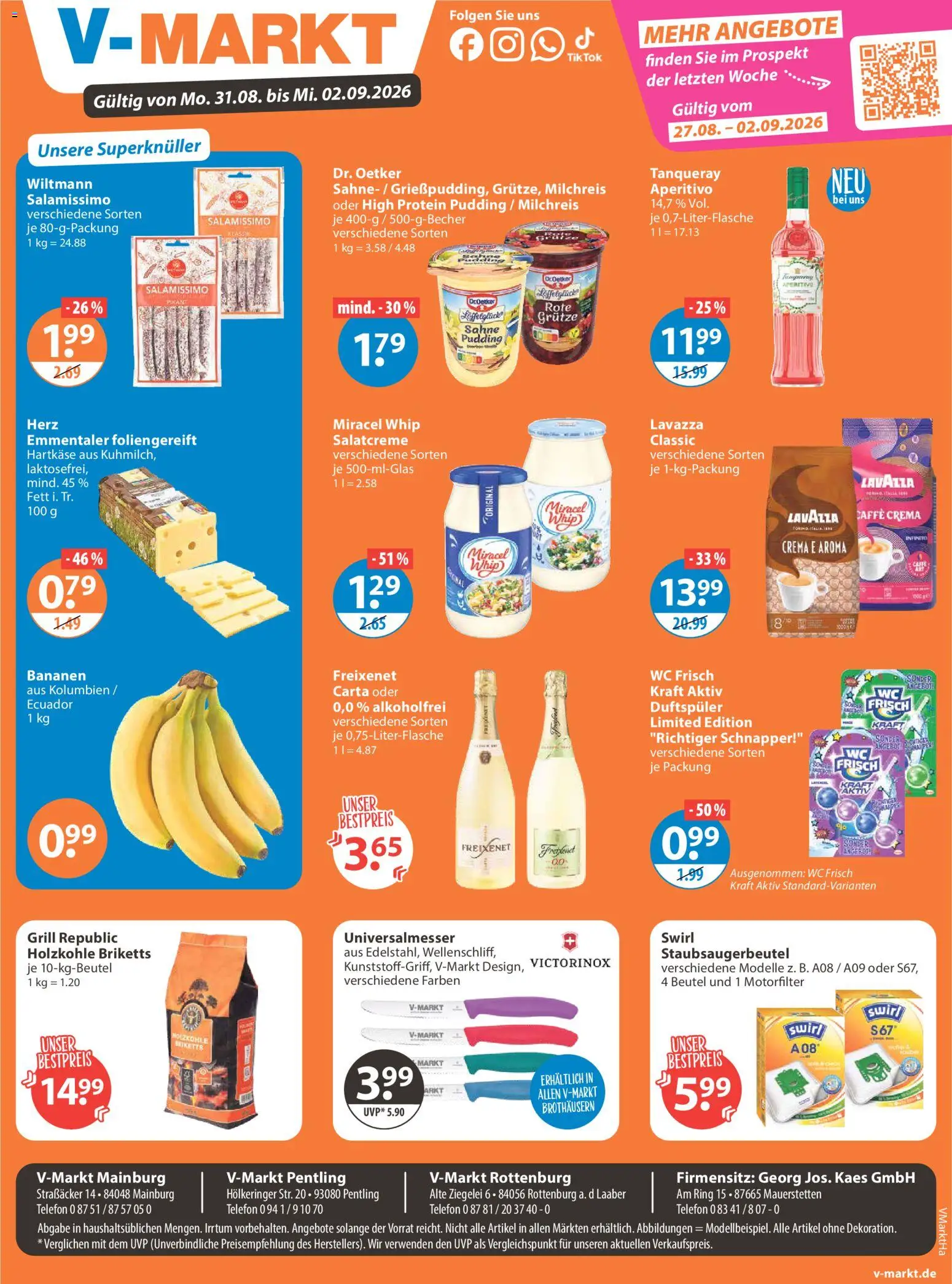 V-Markt Angebote – gültig ab 27.08.2026 | Seite: 19 | Produkte: Grill, Lavazza, Wc frisch, Sahne