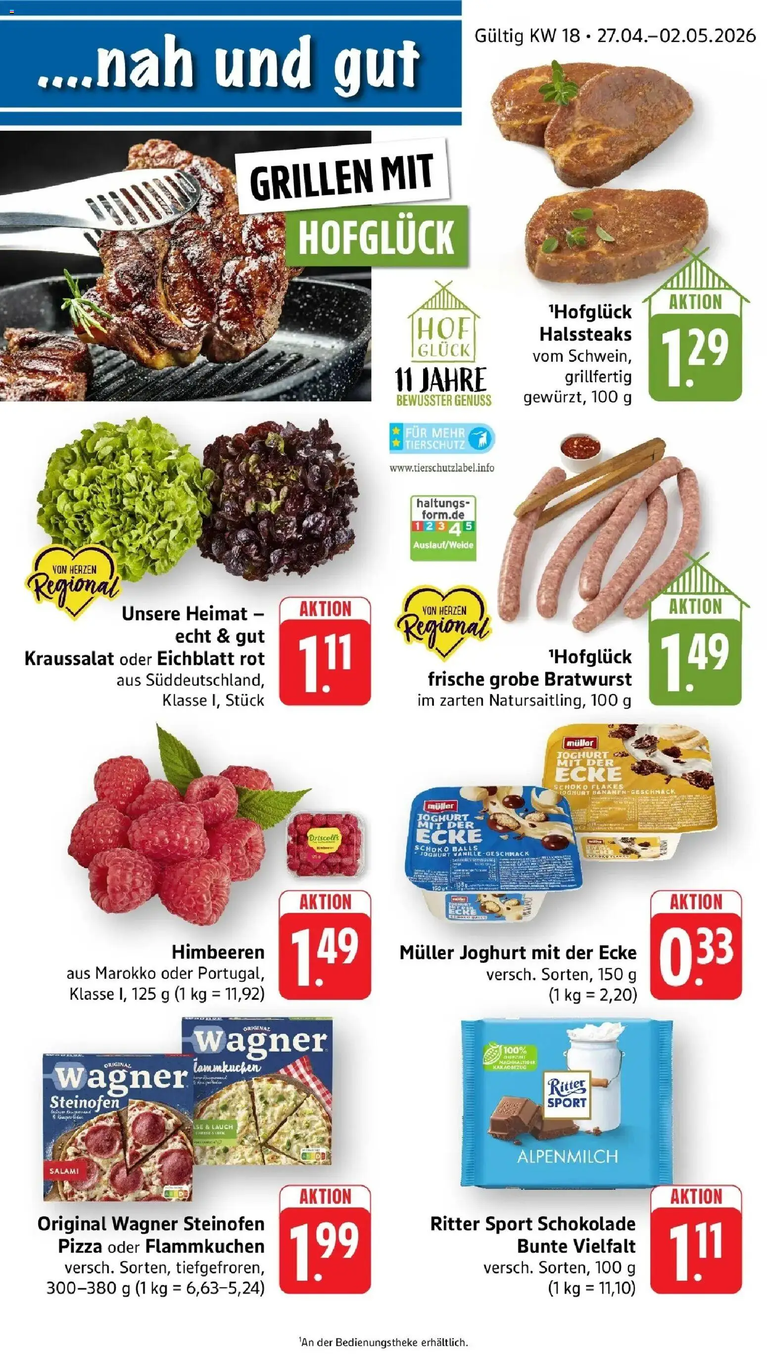 nah & gut Prospekt Offenburg-Zunsweier – gültig ab 27.04.2026 | Seite: 1 | Produkte: Joghurt, Schokolade, Ritter sport, Salami