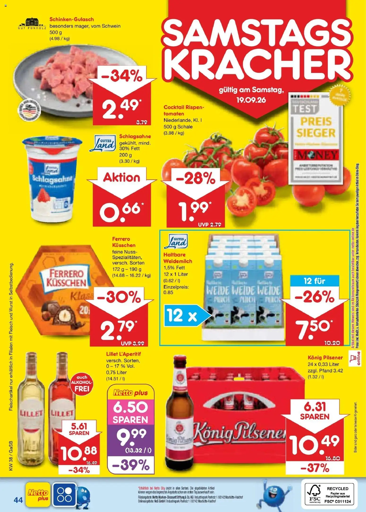 Netto Marken-Discount Prospekt Oldenburg – gültig ab 14.09.2026 | Seite: 58 | Produkte: Konig pilsener, Schlagsahne, Tomaten, Fleisch