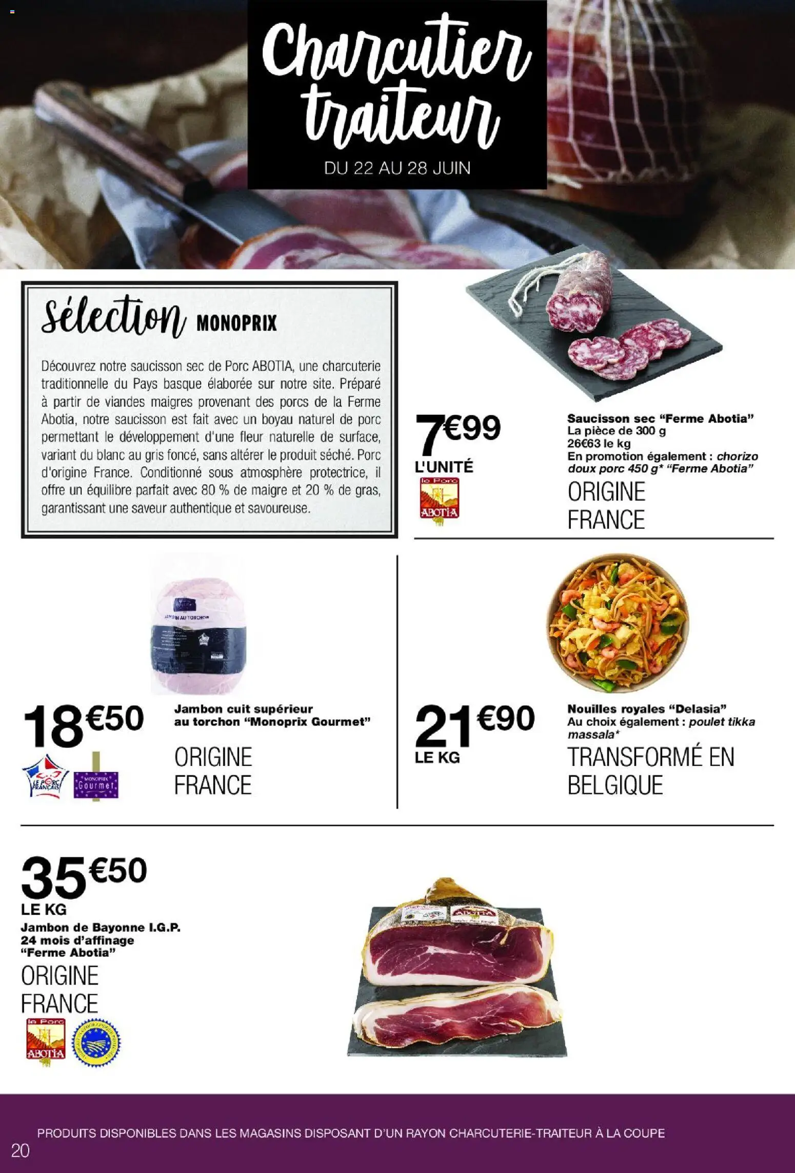 {H1} | Page: 20 | Produits: Chorizo, Saucisson, Saucisson sec, Porc
