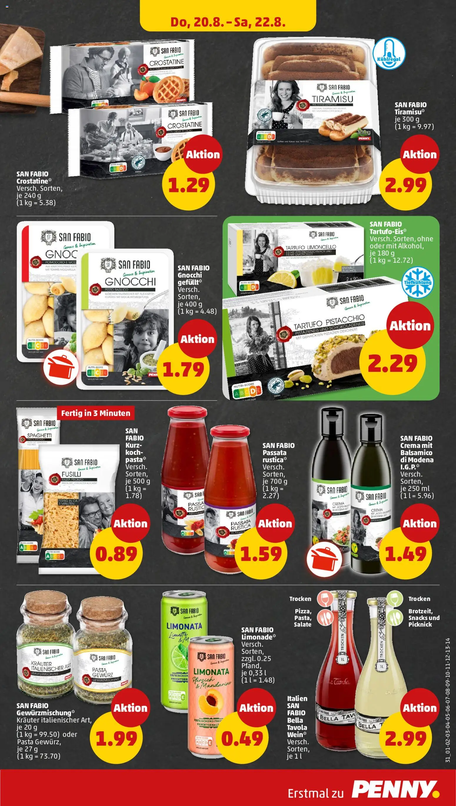 Penny Prospekt – gültig ab 17.08.2026 | Seite: 39 | Produkte: Mozzarella, Alkohol, Pfirsich, Pasta