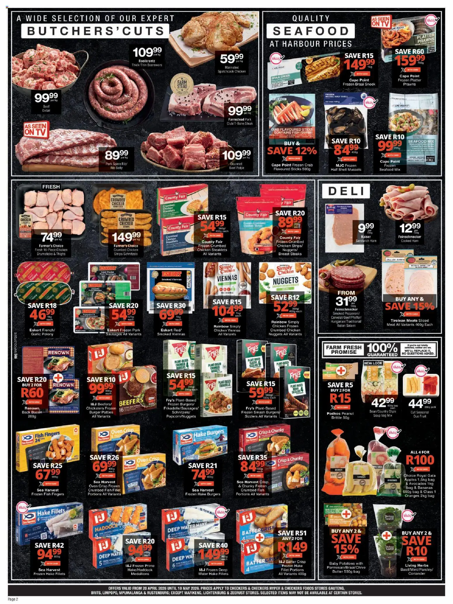 New Checkers catalogue – valid from 20.04.2026 | Page: 2 | Products: Bag, Oven, Boerewors, Bacon