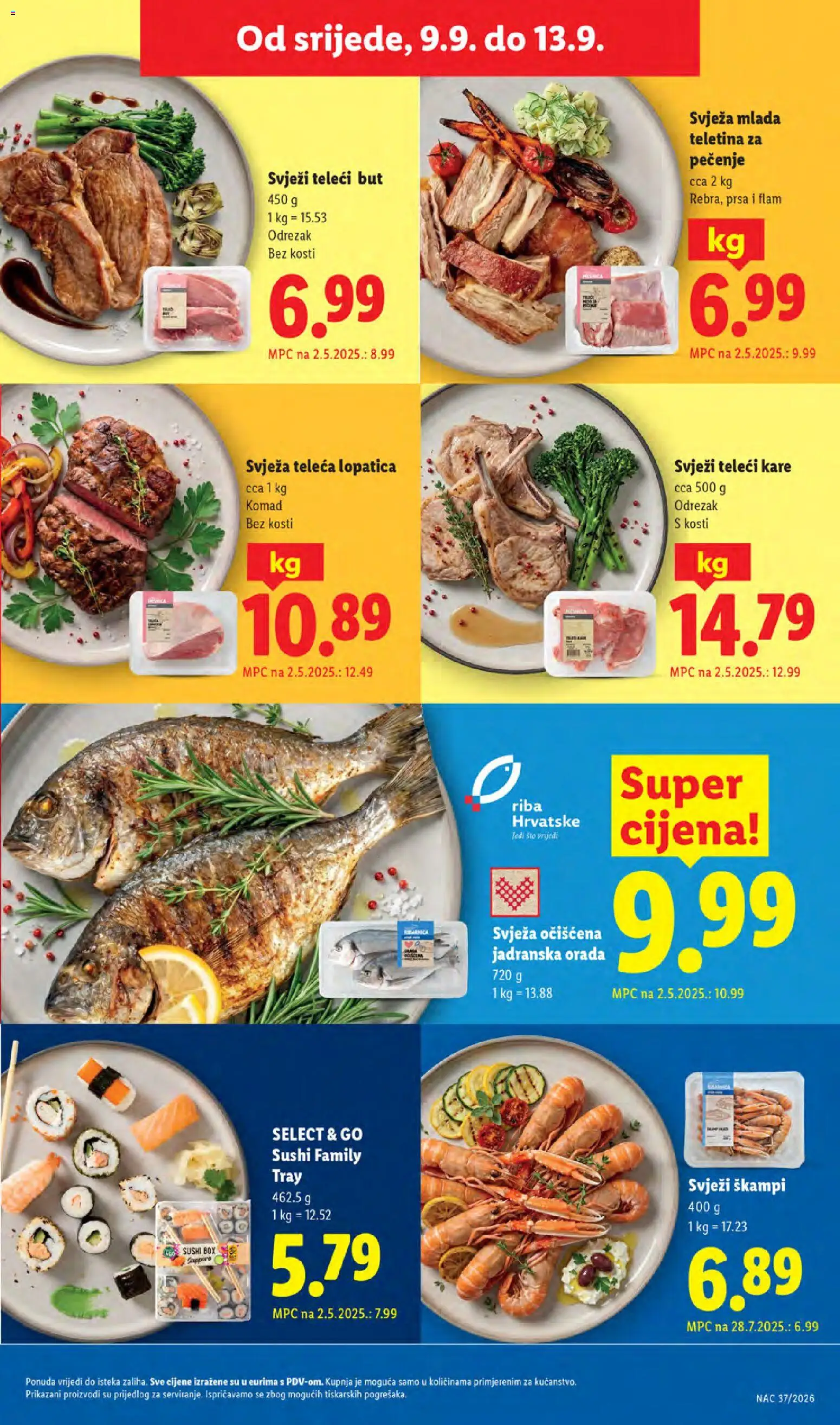 Lidl katalog | vrijedi od 07.09.2026 | Stranica: 67 | Proizvodi: Odrezak, Riba, Orada, Sushi