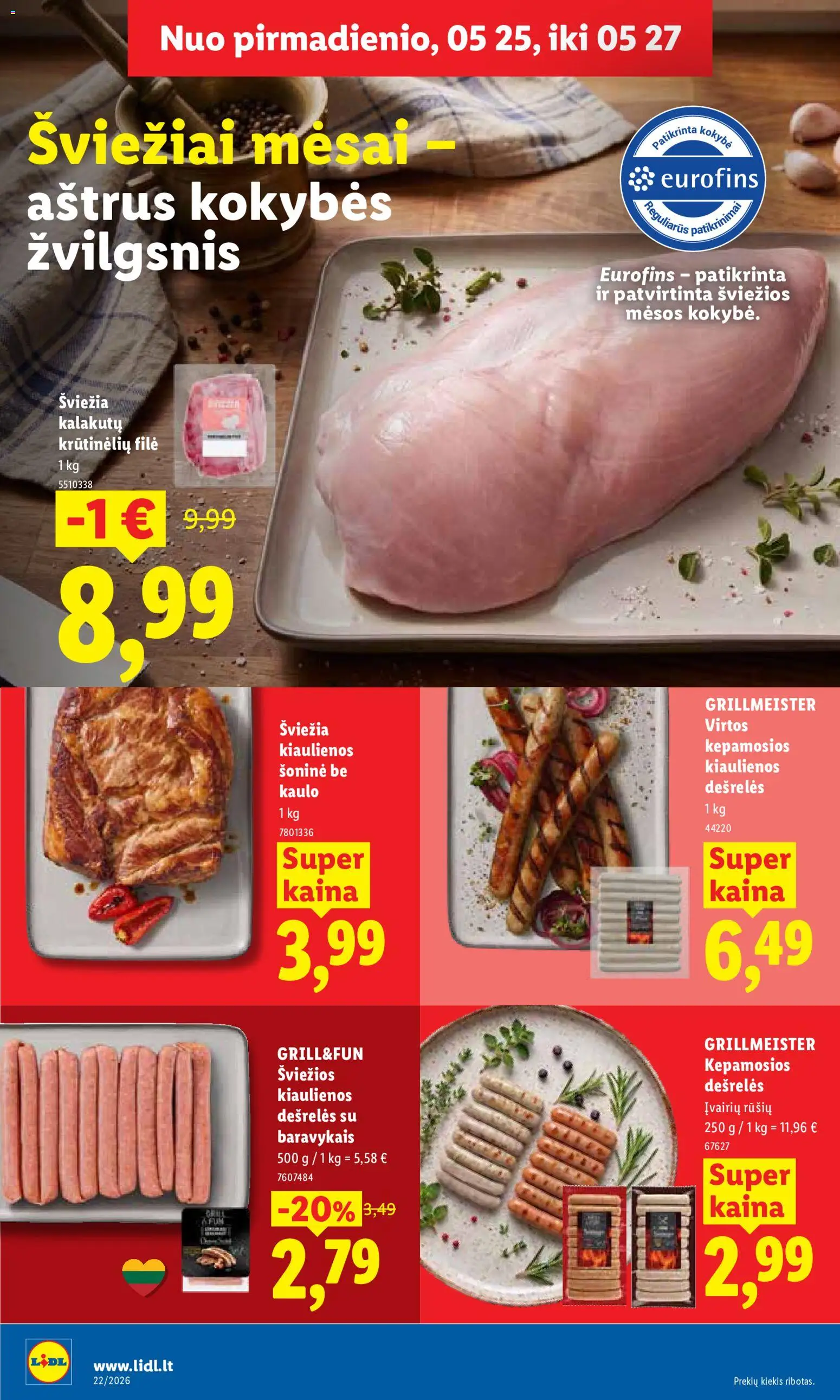 LIDL akcijos nuo 25.05.2026 | Puslapis: 8 | Prekių: Kiaulienos, Dešrelės