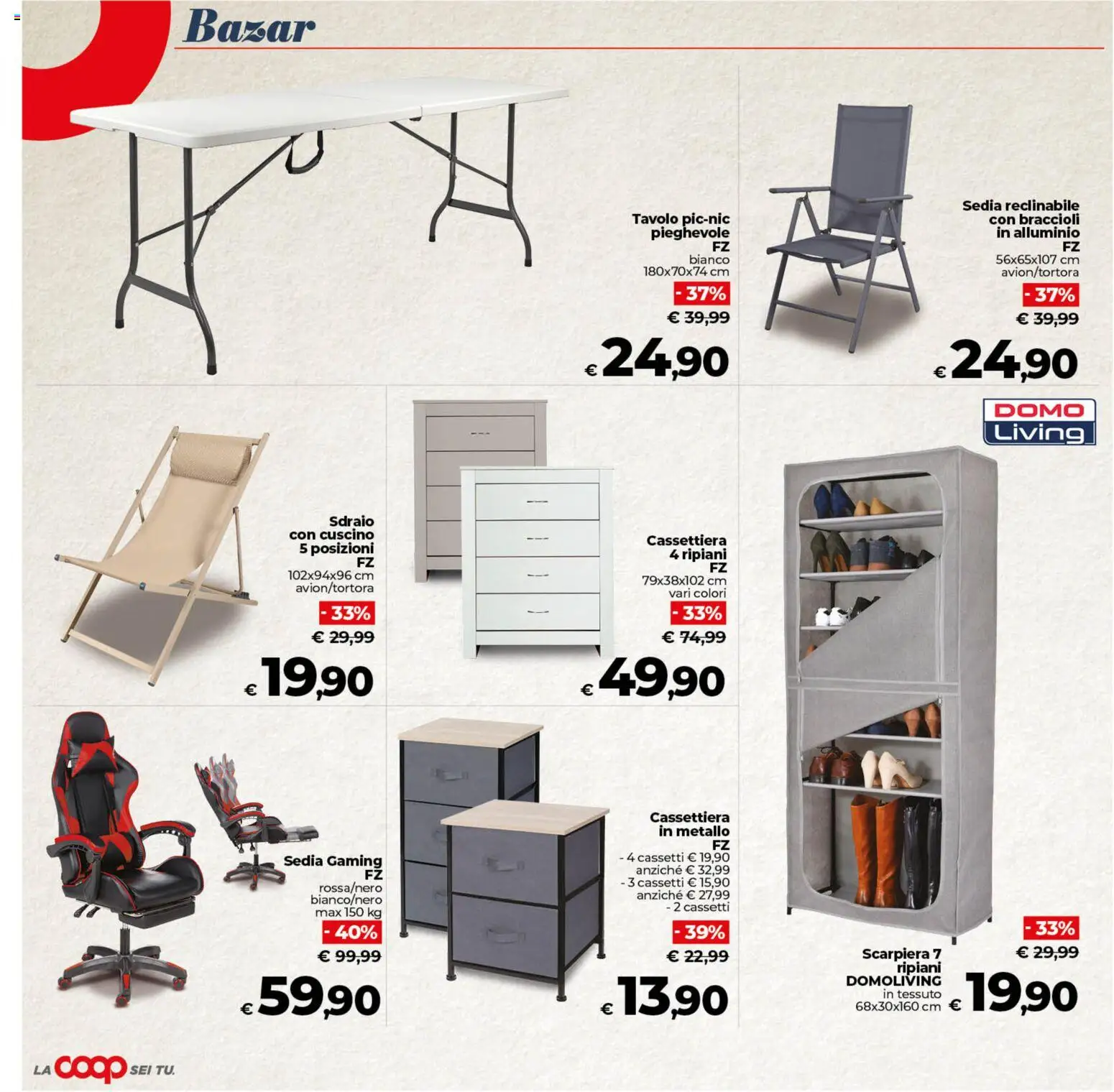Volantino COOP del 11.06.2026 | Pagina: 31 | Prodotti: Sdraio, Scarpiera, Alluminio, Sedia