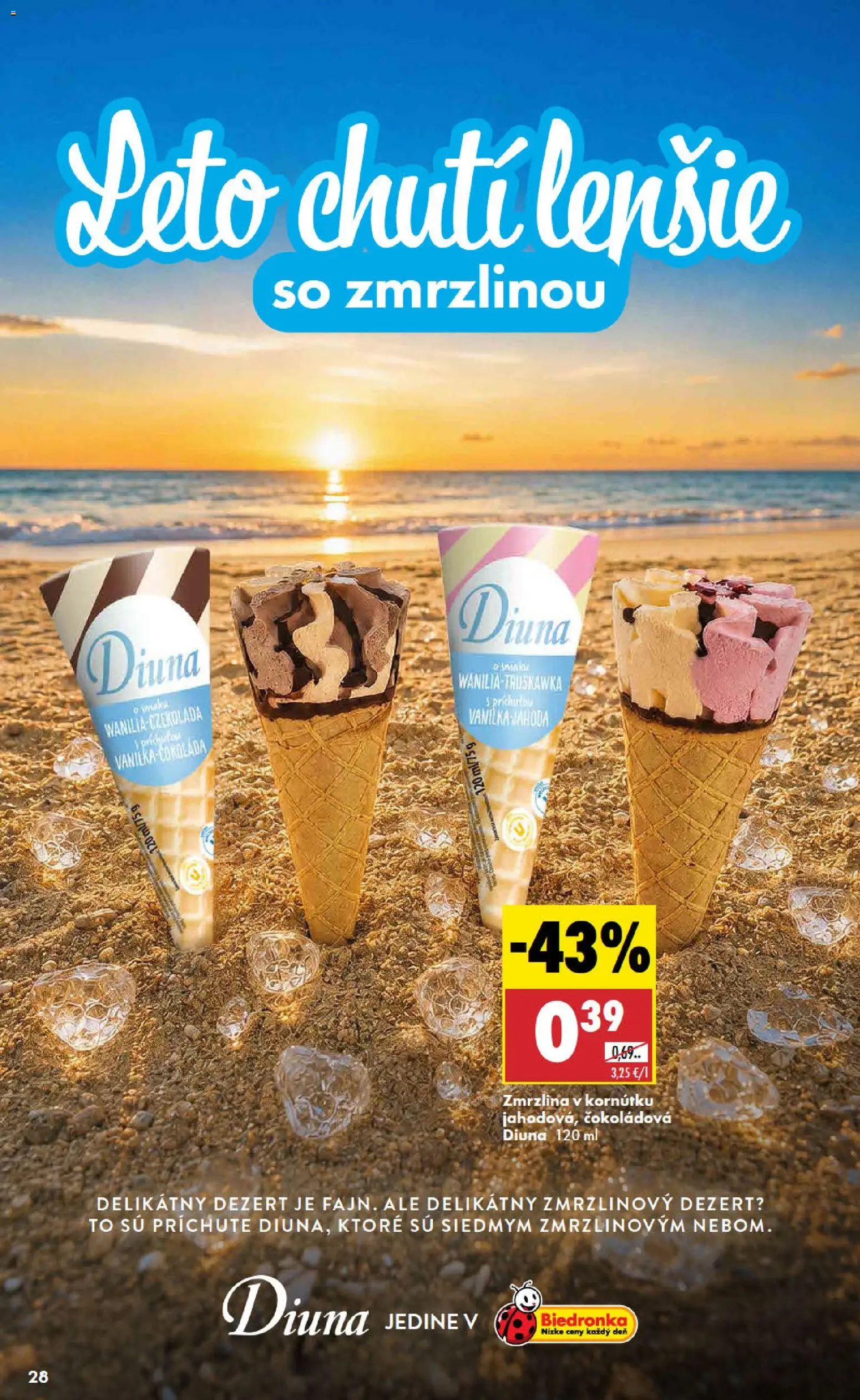 Nové Biedronka akcie – leták je platný od 06.08.2026 | Strana: 28 | Produkty: Zmrzlina, Dezert