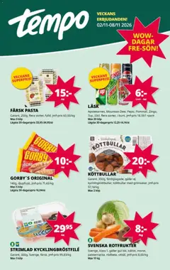 Tempo erbjudanden - Förhandsvisning av reklamblad från butik Tempo aktuell från 02/11/2026