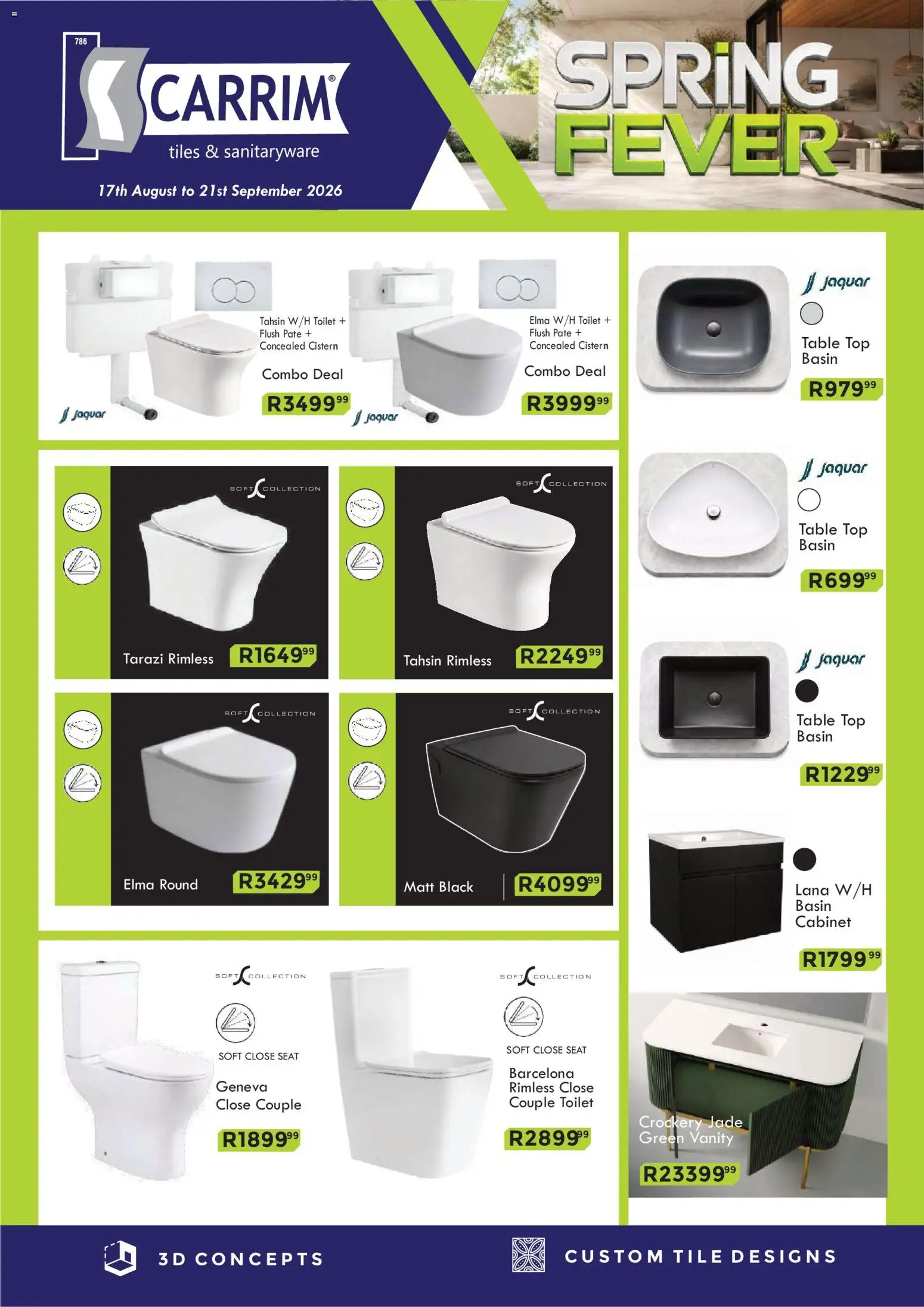 New K. Carrim catalogue – valid from 17/08/2026 | Page: 4 | Products: Table, Toilet, Cistern, Basin