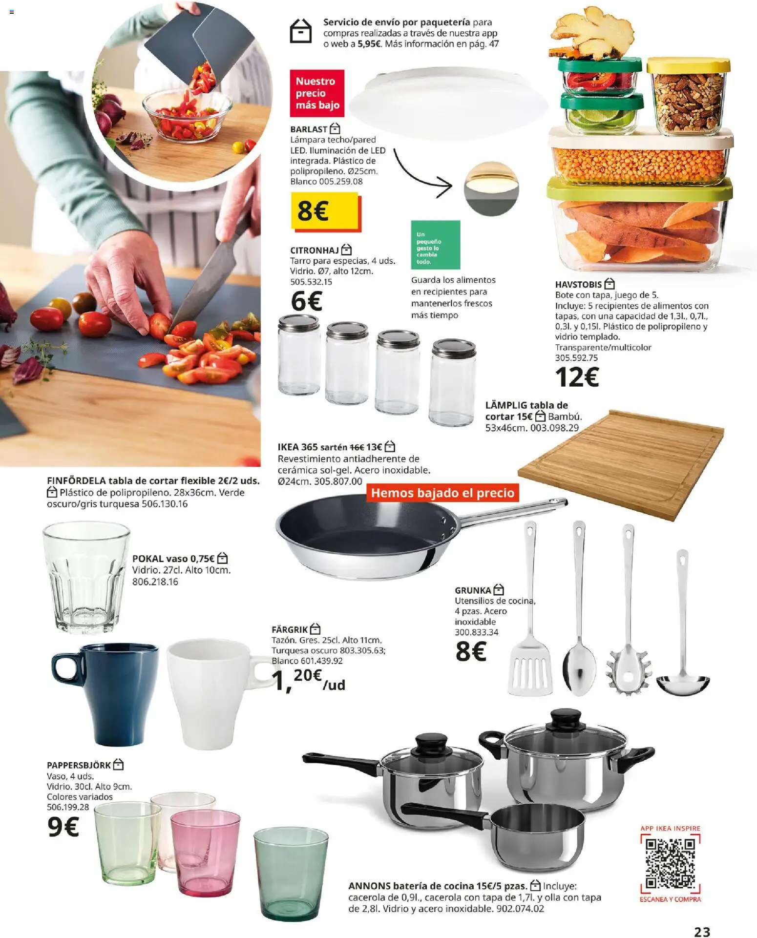 IKEA - Precios bajos │ válido desde el 01/09/2026 | Página: 23 | Productos: Tabla de cortar, Alimentos, Batería, Lámpara
