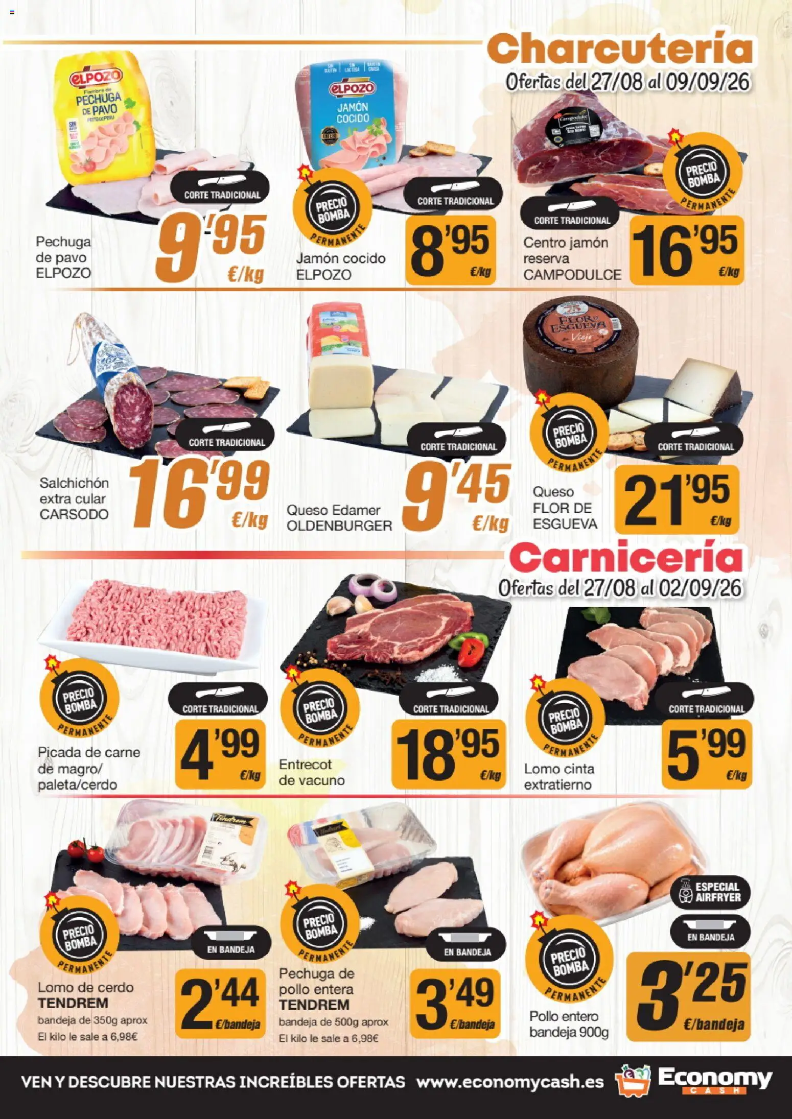 Economy Cash folleto │ válido desde el 27/08/2026 | Página: 3 | Productos: Queso, Jamón cocido, Lomo de cerdo, Pollo