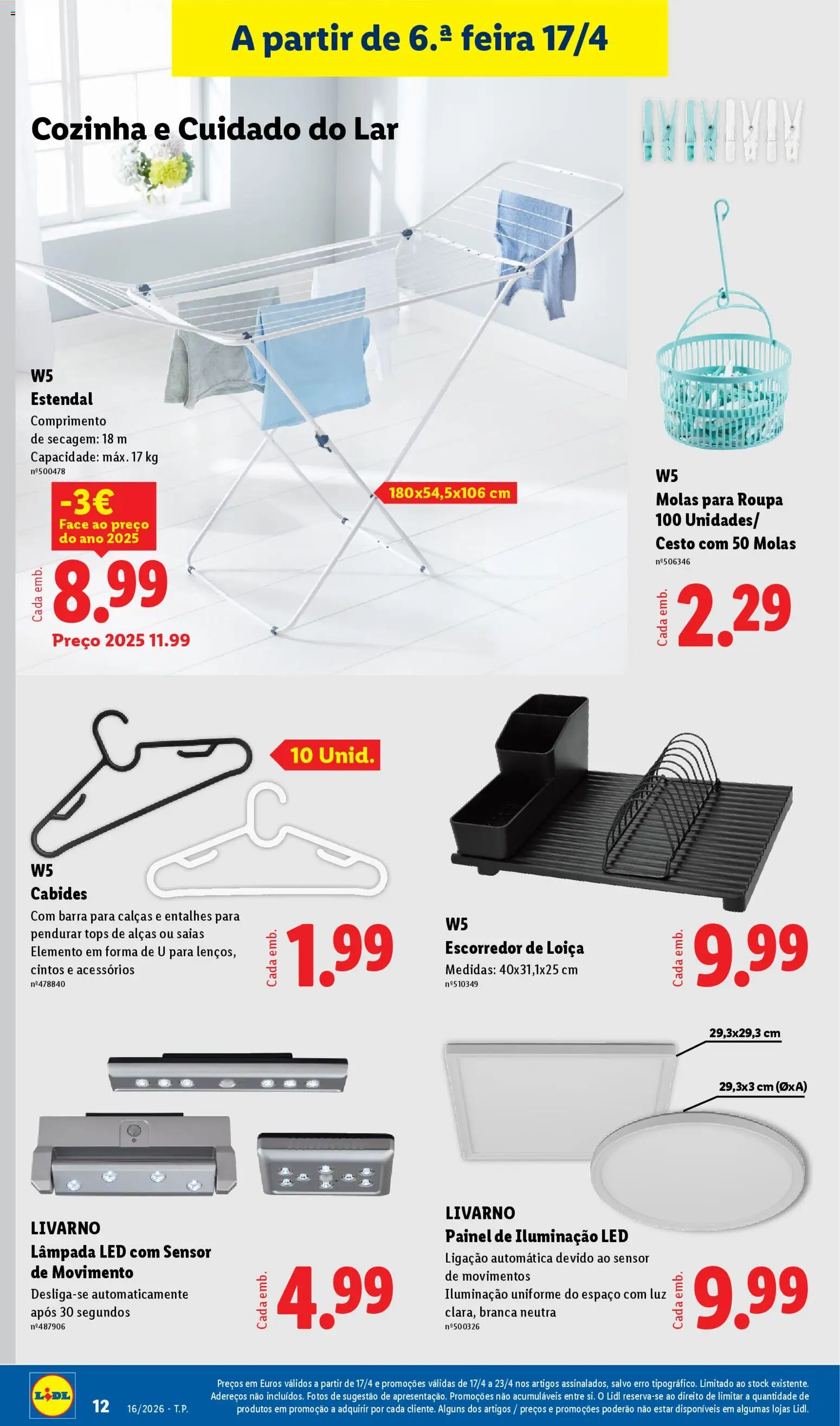 Lidl Novidades │ válido de 13.04.2026 | Página: 12 | Produtos: Escorredor, Cabides, Calças